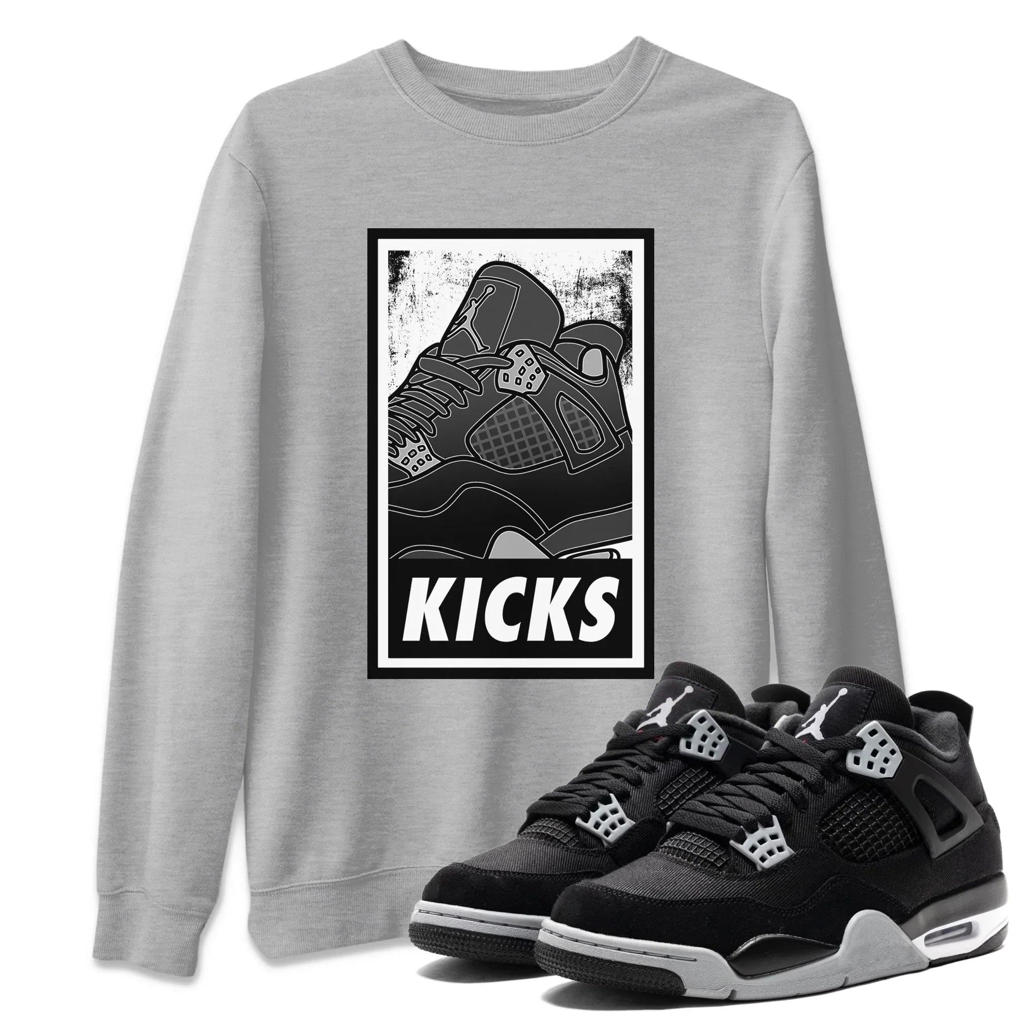 Jordan 4 Black Canvas Sneaker Matching T-Shirt KICKS Sneaker Tees Jordan 4 Black Canvas Sneaker Release Tees Crew Neck Tees