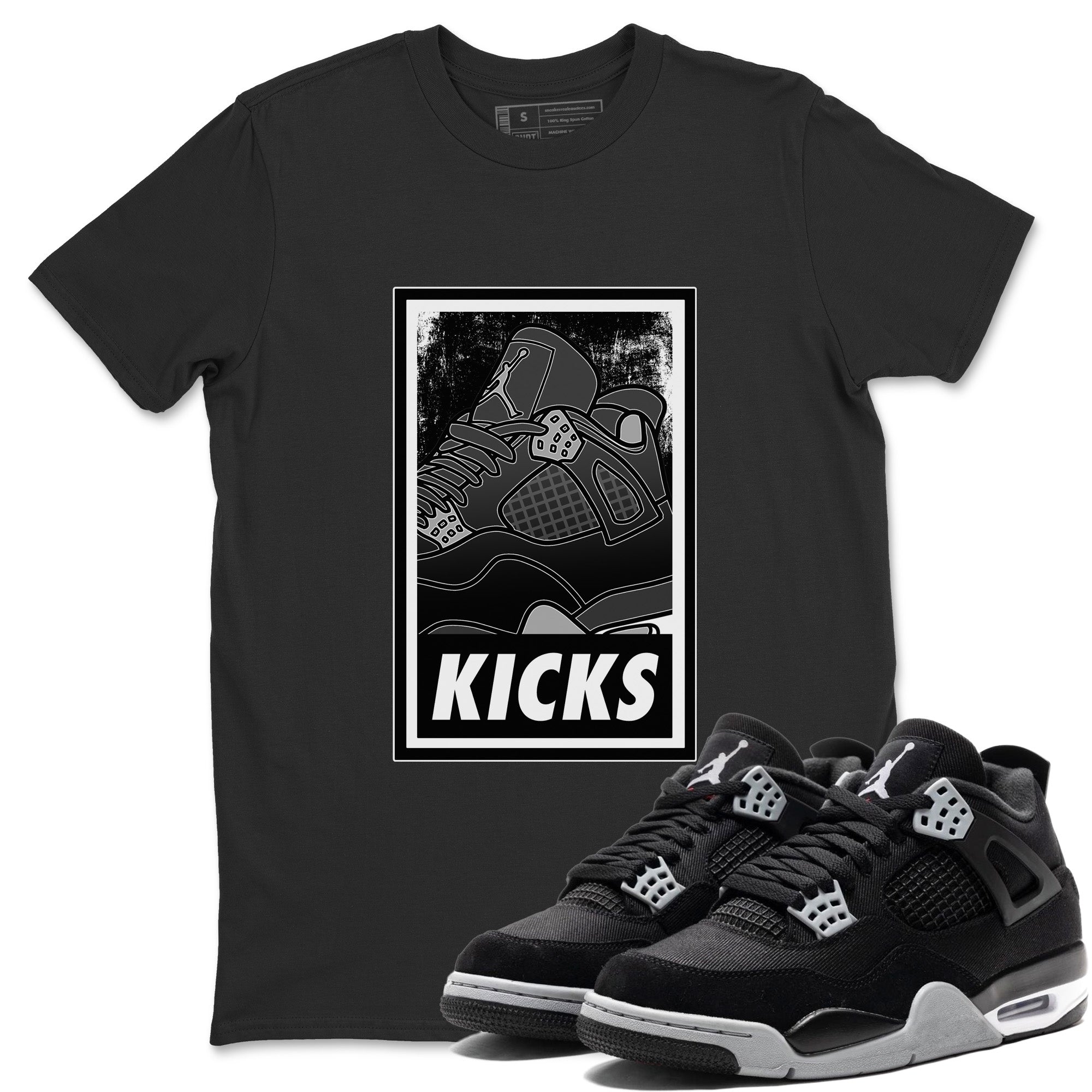 Jordan 4 Black Canvas Sneaker Matching T-Shirt KICKS Sneaker Tees Jordan 4 Black Canvas Sneaker Release Tees Crew Neck Tees