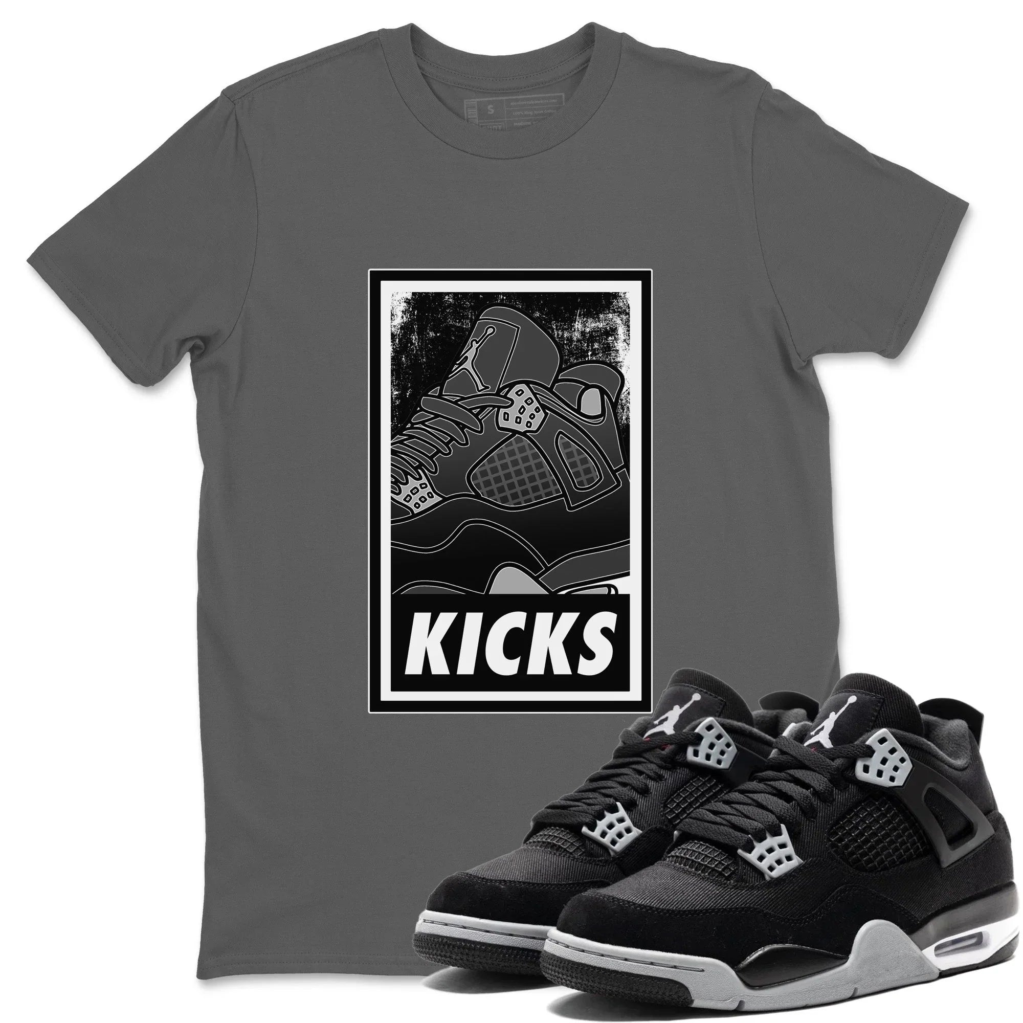 Jordan 4 Black Canvas Sneaker Matching T-Shirt KICKS Sneaker Tees Jordan 4 Black Canvas Sneaker Release Tees Crew Neck Tees