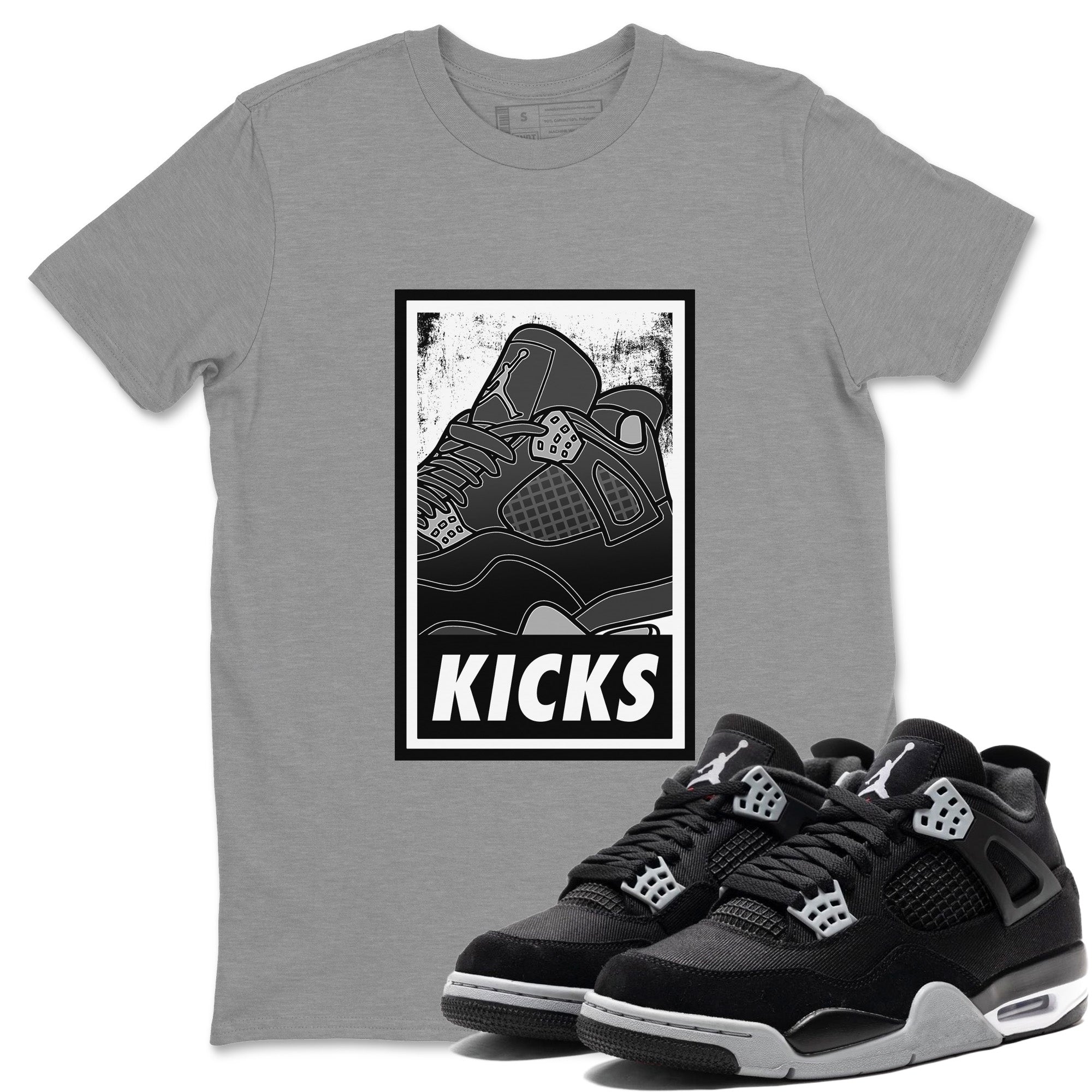 Jordan 4 Black Canvas Sneaker Matching T-Shirt KICKS Sneaker Tees Jordan 4 Black Canvas Sneaker Release Tees Crew Neck Tees