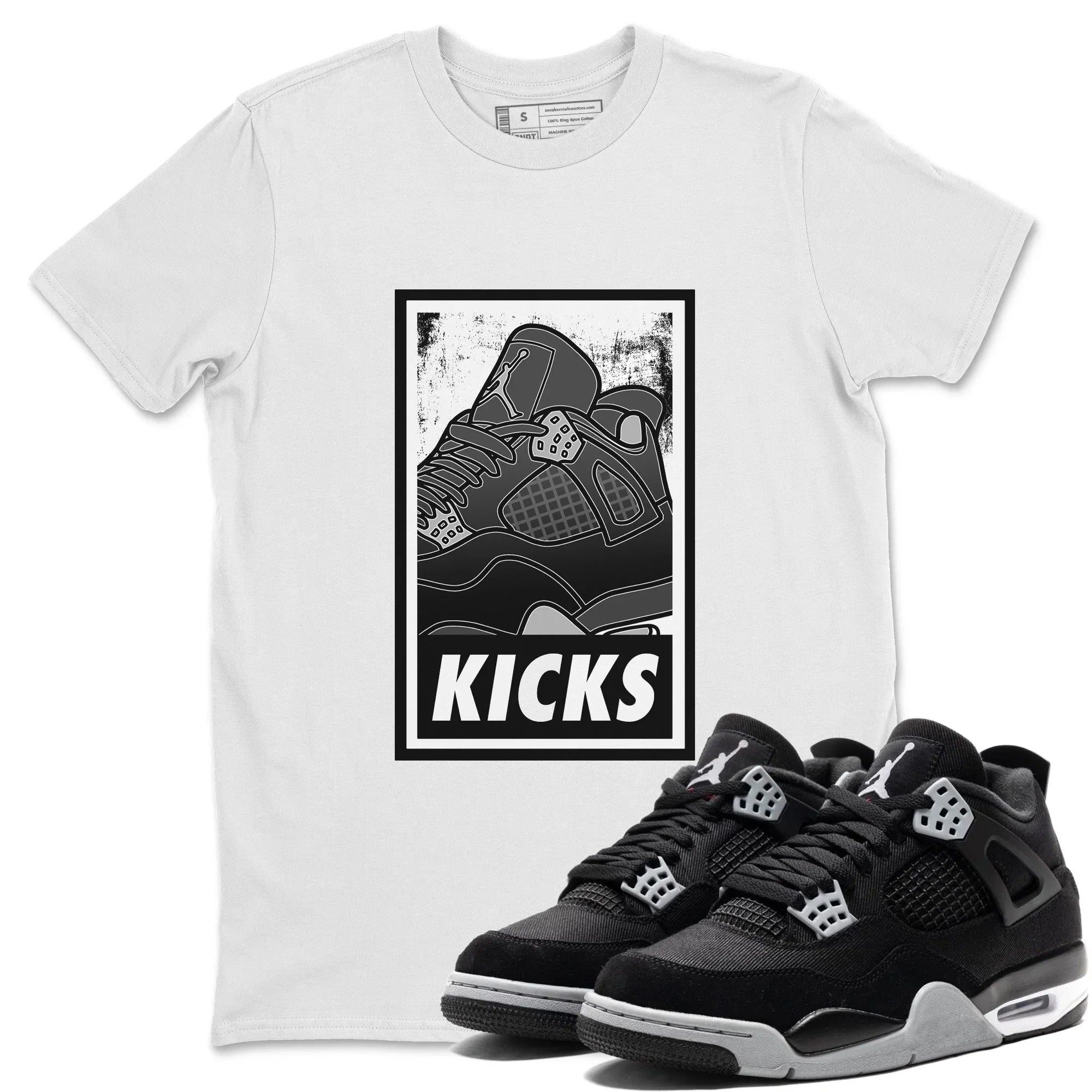 Jordan 4 Black Canvas Sneaker Matching T-Shirt KICKS Sneaker Tees Jordan 4 Black Canvas Sneaker Release Tees Crew Neck Tees