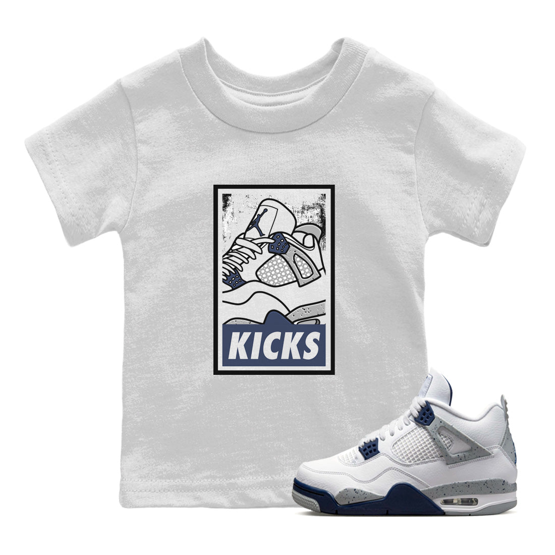 Jordan 4 Midnight Navy Sneaker Matching T-Shirt KICKS Sneaker Tees Jordan 4 Midnight Navy Sneaker Release Tees Kids Shirts