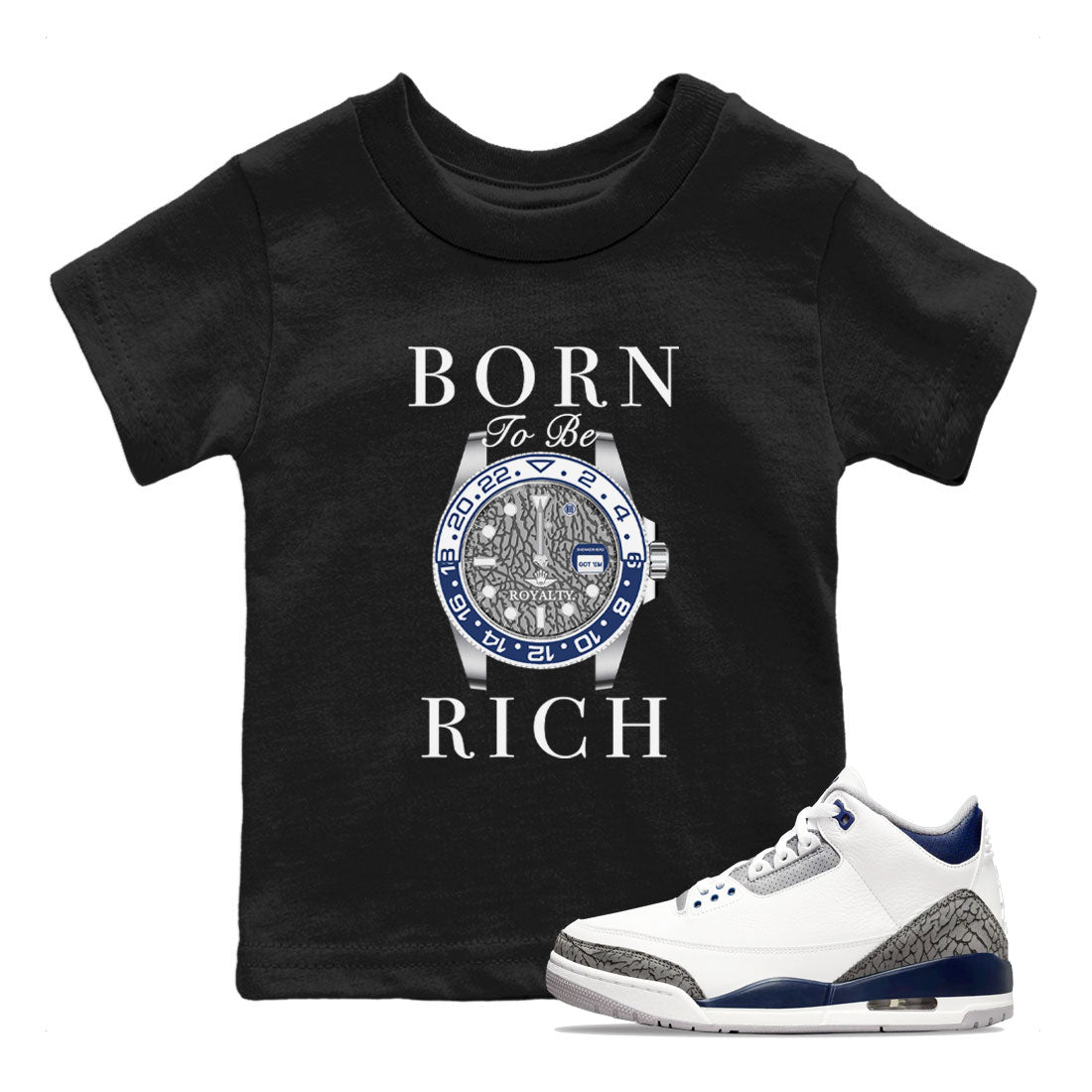 Born To Rich Drip Gear Zone Kids - Air Jordan 3 Midnight Navy