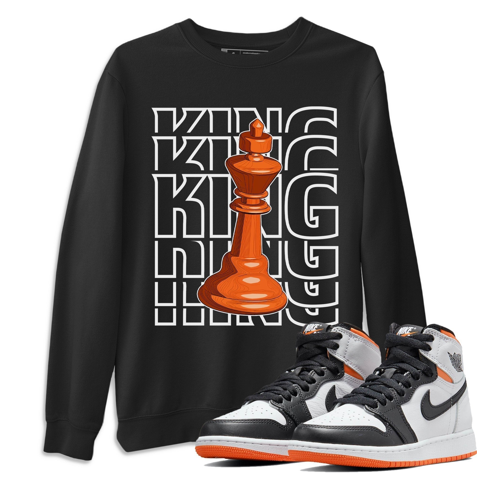 Jordan 1 Electro Orange Sneaker Matching T-Shirt King Sneaker Tees Jordan 1 Electro Orange Sneaker Release Tees Crew Neck Tees