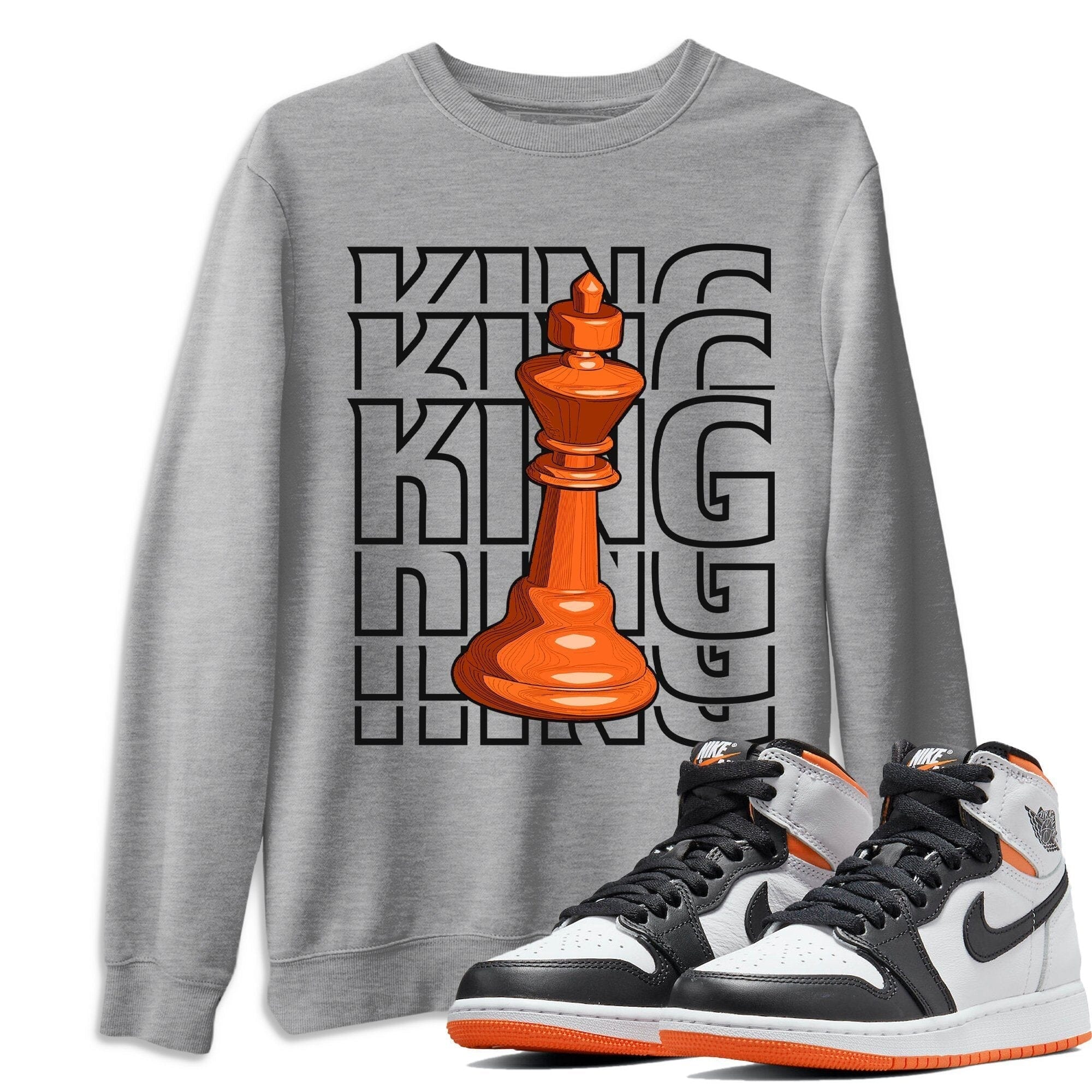 Jordan 1 Electro Orange Sneaker Matching T-Shirt King Sneaker Tees Jordan 1 Electro Orange Sneaker Release Tees Crew Neck Tees