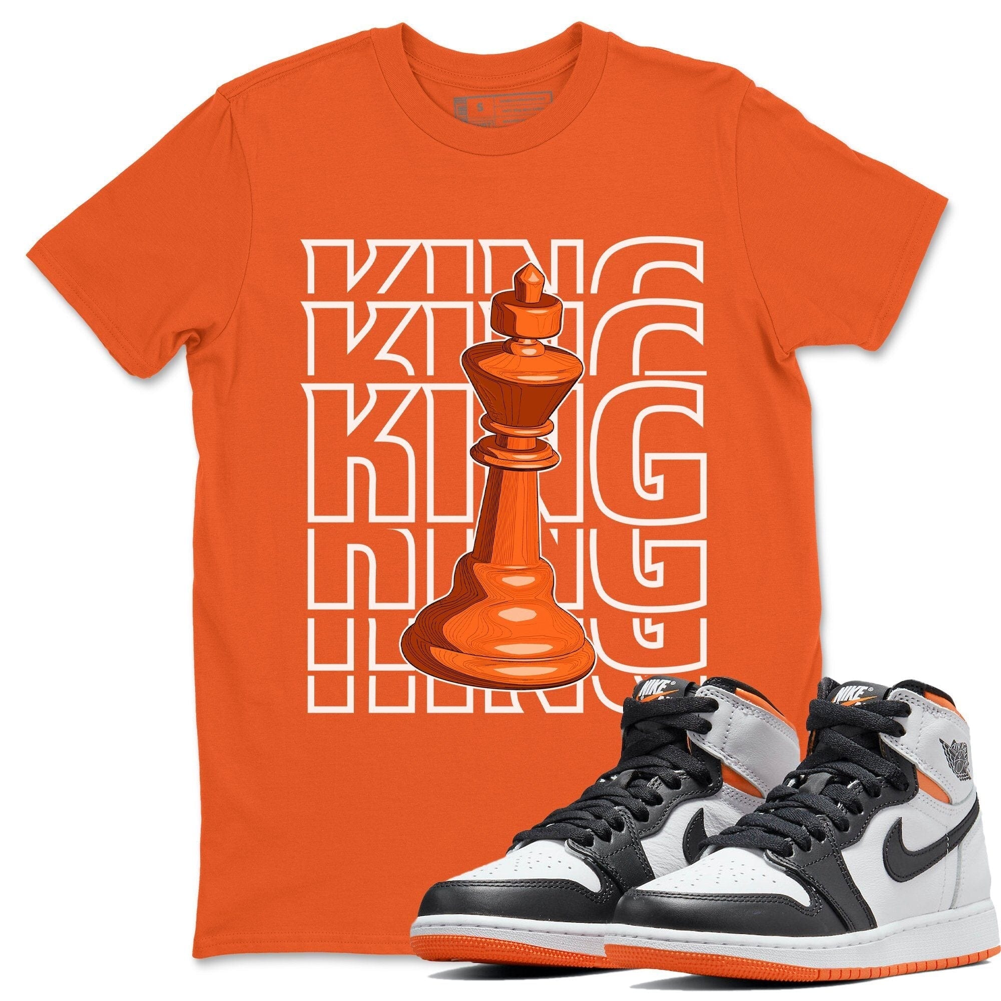 Jordan 1 Electro Orange Sneaker Matching T-Shirt King Sneaker Tees Jordan 1 Electro Orange Sneaker Release Tees Crew Neck Tees