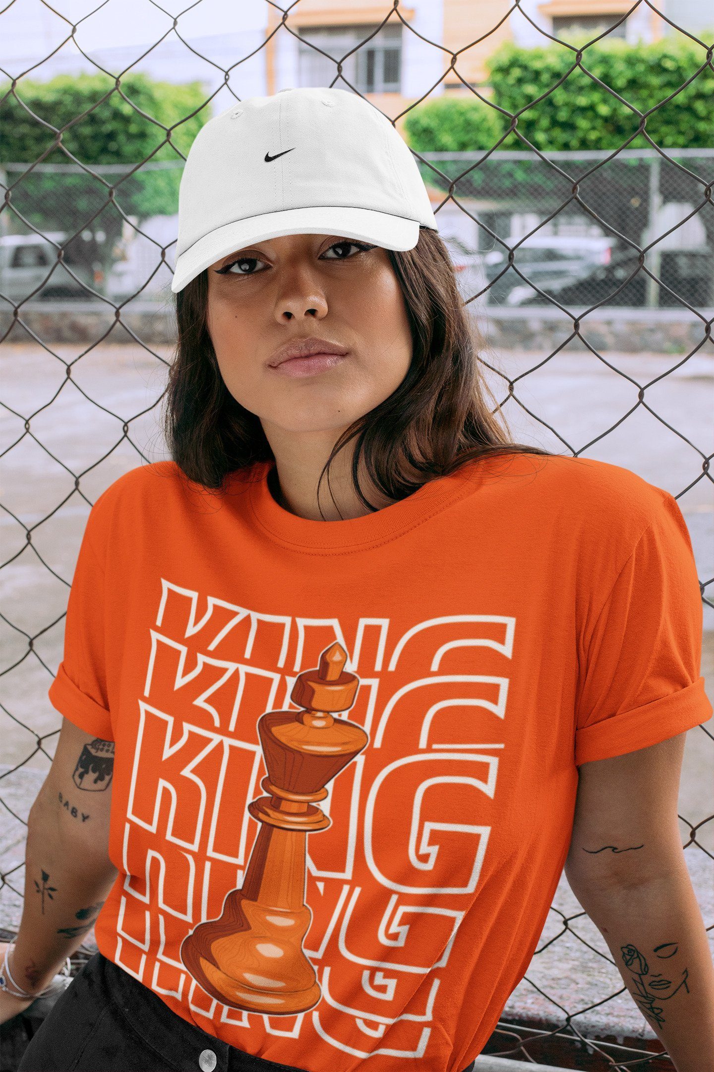 Jordan 1 Electro Orange Sneaker Matching T-Shirt King Sneaker Tees Jordan 1 Electro Orange Sneaker Release Tees Crew Neck Tees