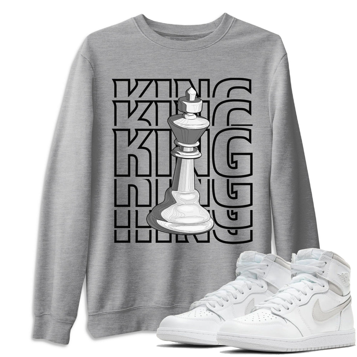 Jordan 1 Neutral Grey Shirt To Match Jordans King Sneaker Tees Jordan 1 Neutral Grey Drip Gear Zone Sneaker Matching Clothing Unisex Shirts