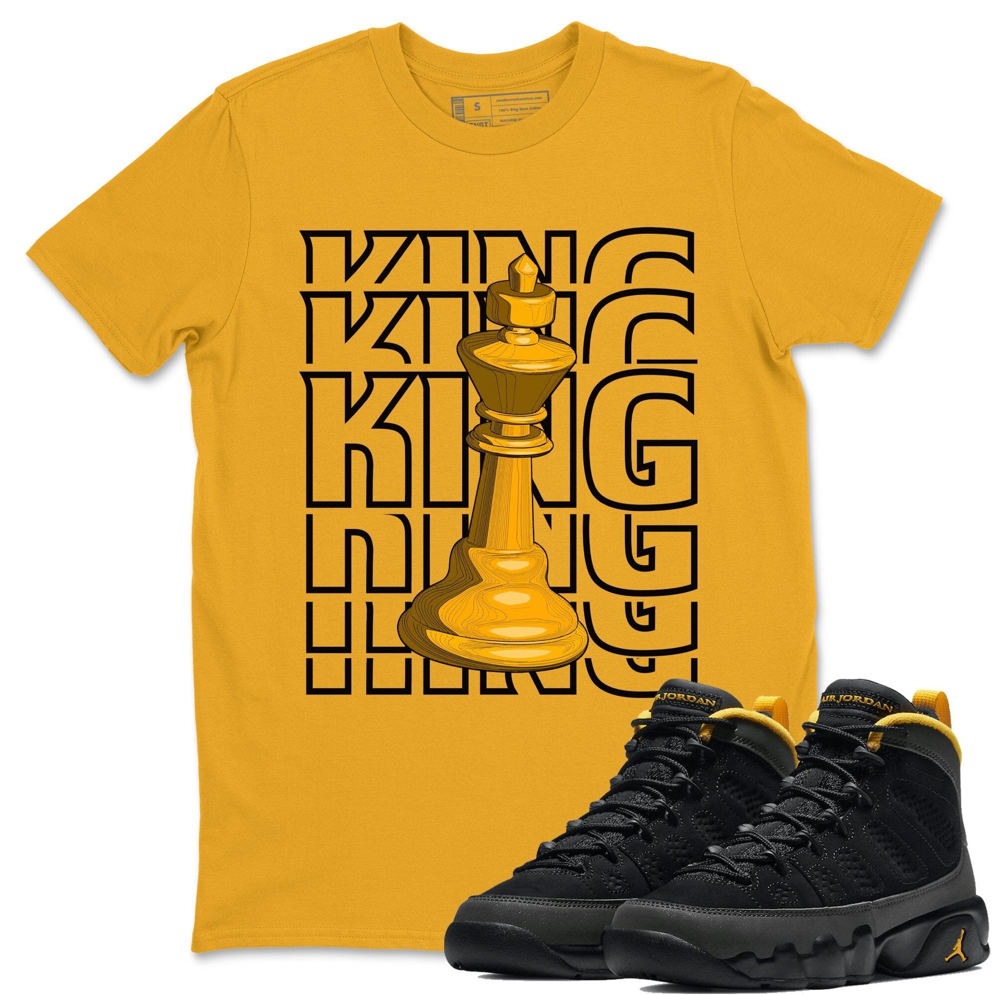 Jordan 9 University Gold Shirt To Match Jordans King Sneaker Tees Jordan 9 University Gold Drip Gear Zone Sneaker Matching Clothing Unisex Shirts