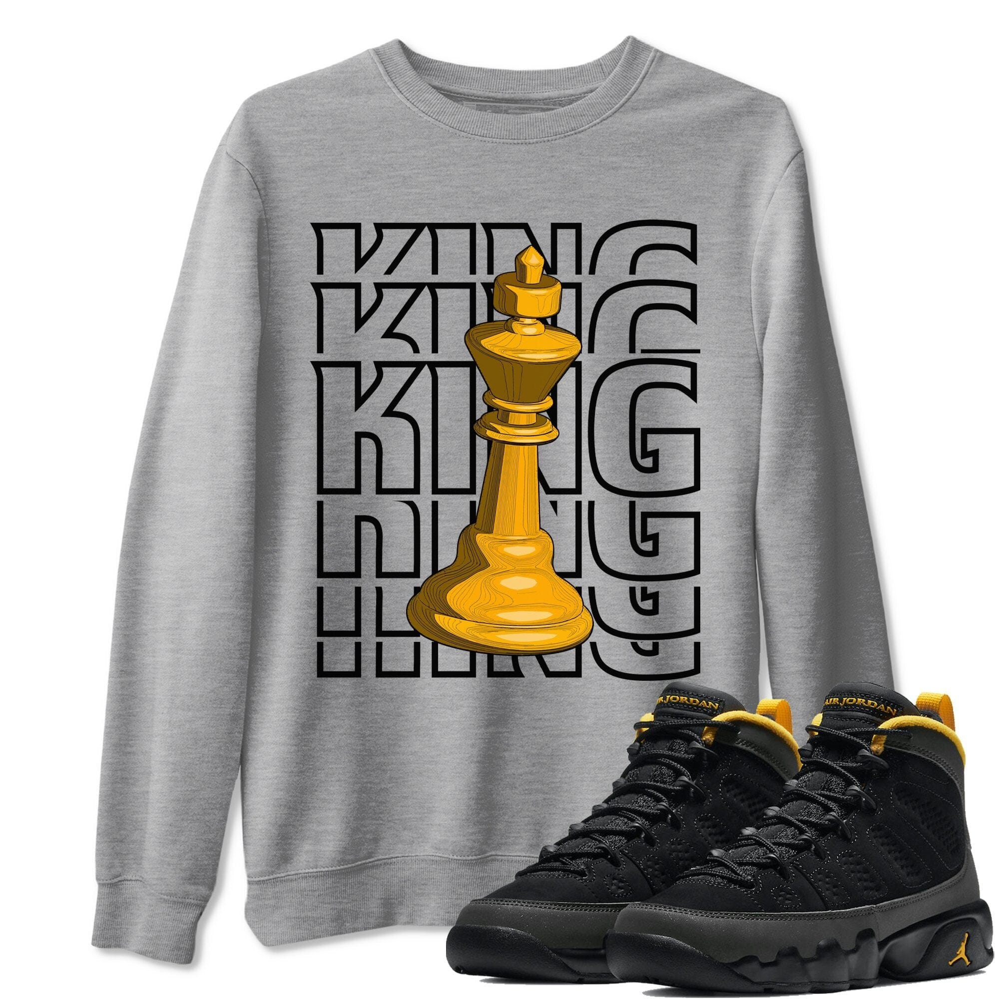 Jordan 9 University Gold Shirt To Match Jordans King Sneaker Tees Jordan 9 University Gold Drip Gear Zone Sneaker Matching Clothing Unisex Shirts