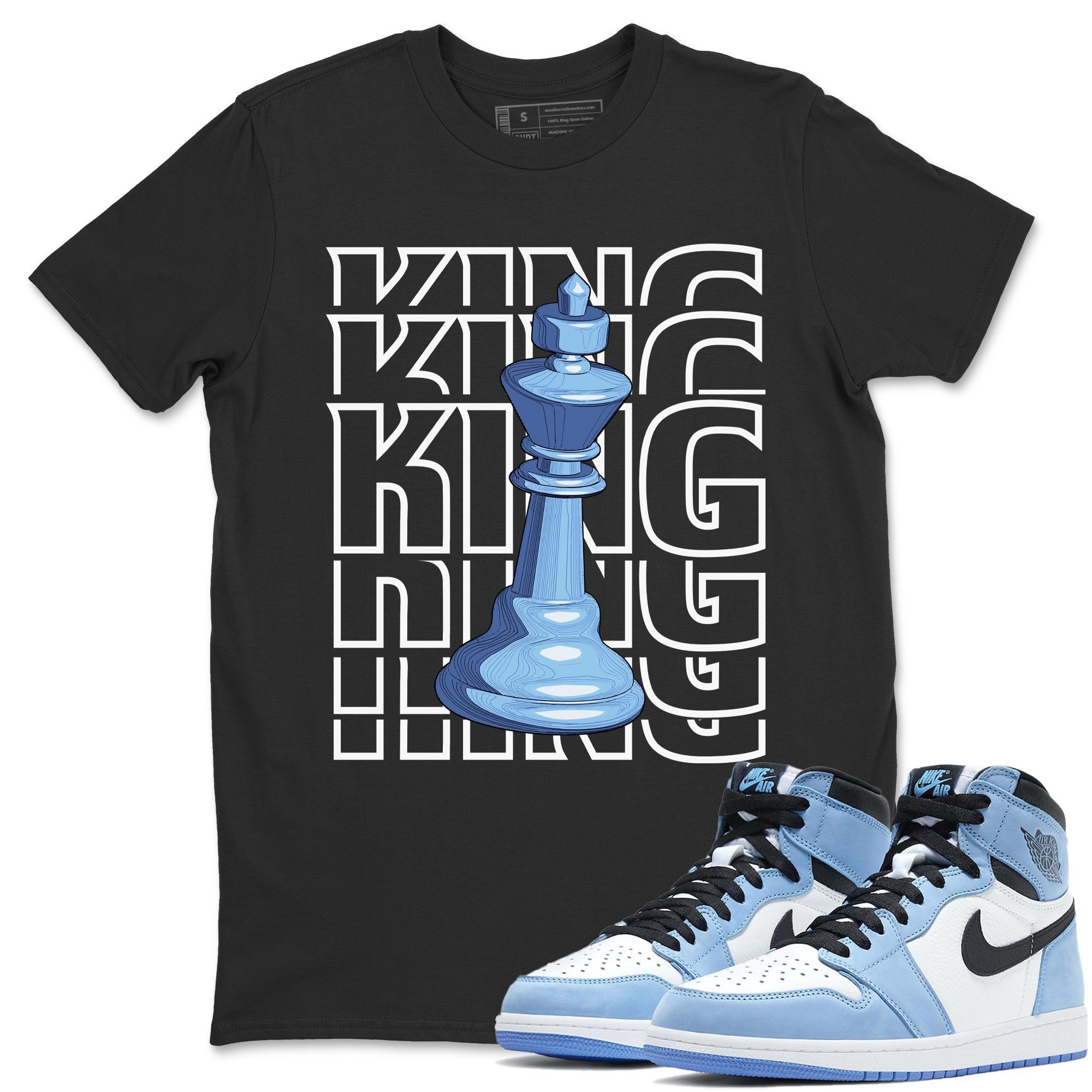 Jordan 1 University Blue Shirt To Match Jordans King Sneaker Tees Jordan 1 University Blue Drip Gear Zone Sneaker Matching Clothing Unisex Shirts