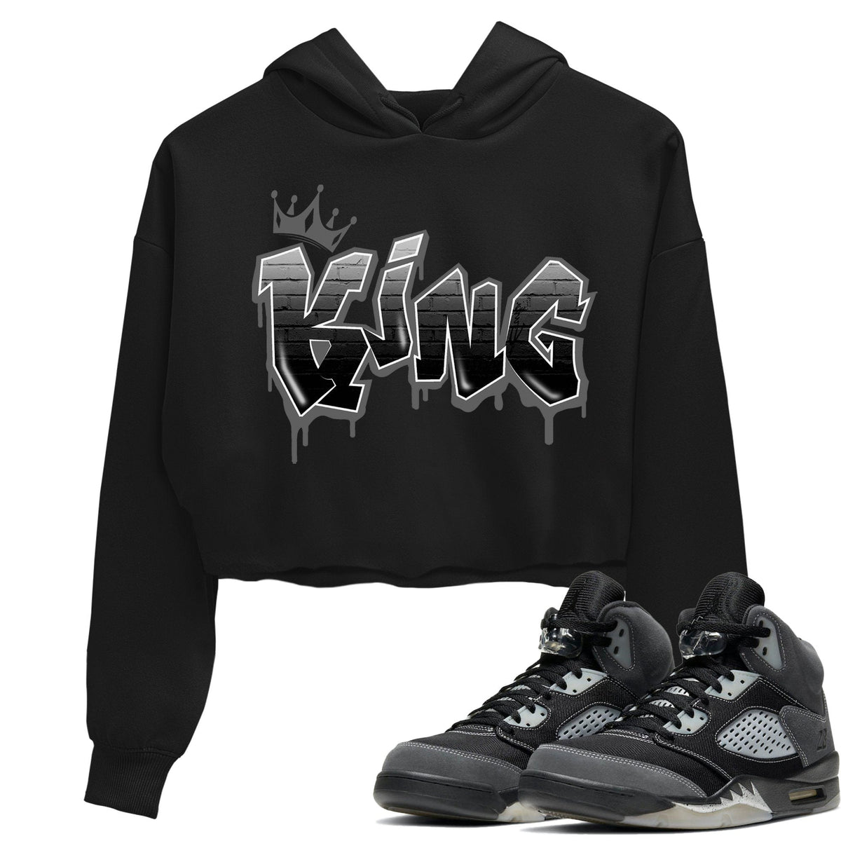 Jordan 5 Anthracite Sneaker Matching T-Shirt King Graffiti Sneaker Tees Jordan 5 Anthracite Sneaker Release Tees Women's Shirts