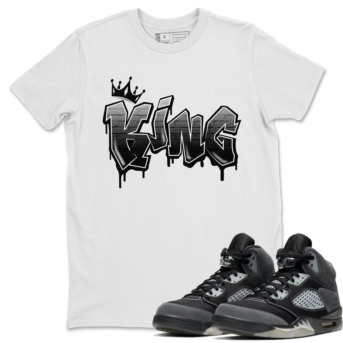 Jordan 5 Anthracite Shirt To Match Jordans King Graffiti Sneaker Tees Jordan 5 Anthracite Drip Gear Zone Sneaker Matching Clothing Unisex Shirts