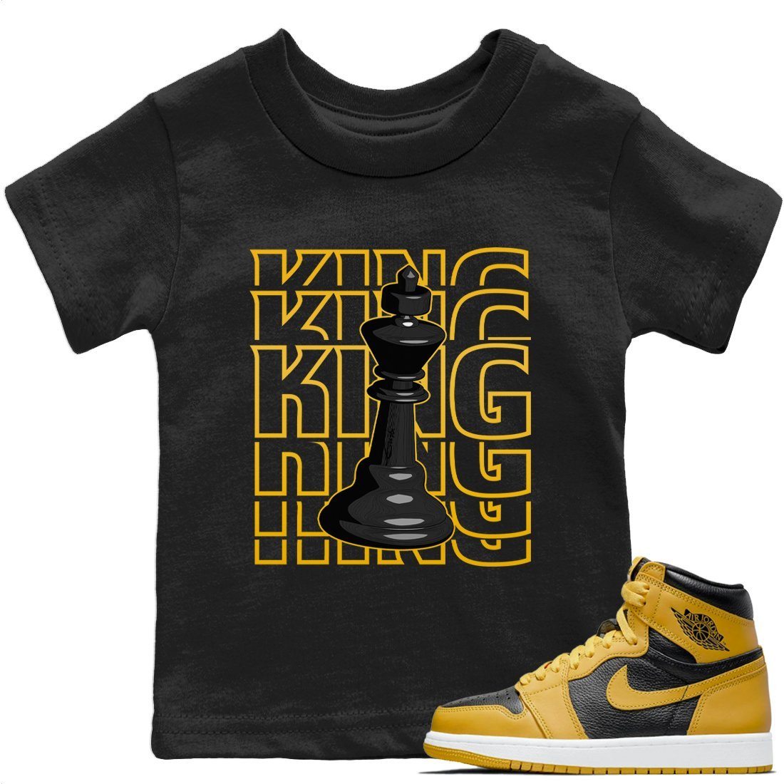 Jordan 1 Pollen Sneaker Matching T-Shirt King Sneaker Tees Jordan 1 Pollen Sneaker Release Tees Kids Shirts