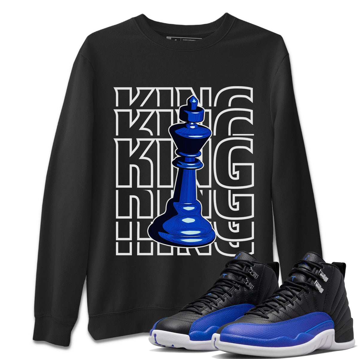 Jordan 12 Hyper Royal Sneaker Matching T-Shirt King Sneaker Tees Jordan 12 Hyper Royal Sneaker Release Tees Crew Neck Tees