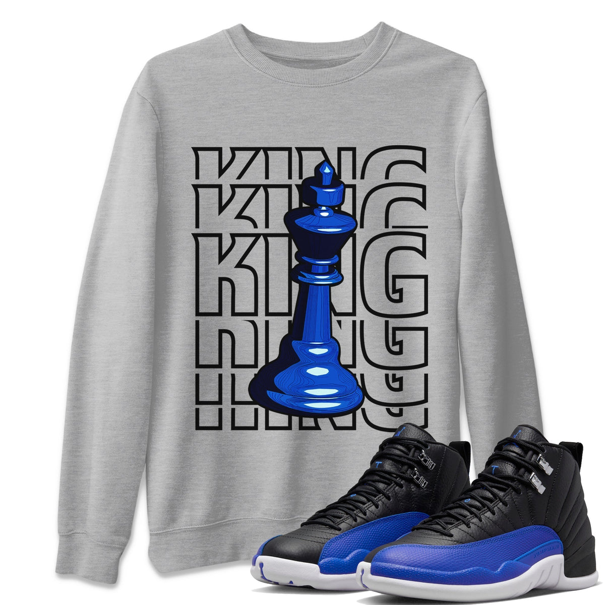 Jordan 12 Hyper Royal Sneaker Matching T-Shirt King Sneaker Tees Jordan 12 Hyper Royal Sneaker Release Tees Crew Neck Tees