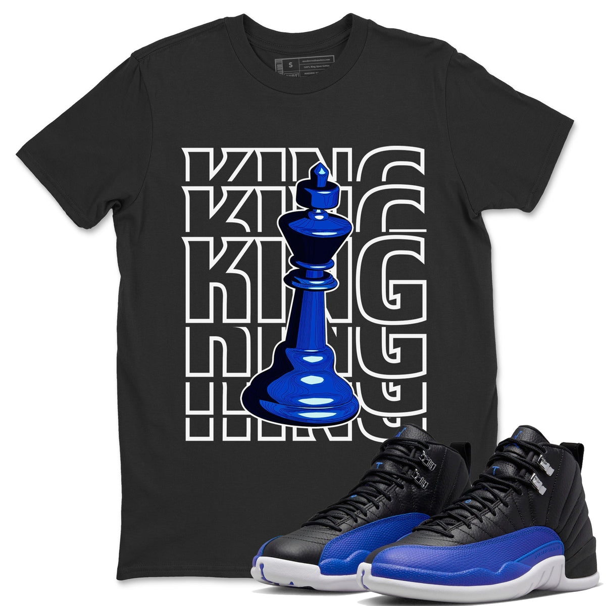 Jordan 12 Hyper Royal Sneaker Matching T-Shirt King Sneaker Tees Jordan 12 Hyper Royal Sneaker Release Tees Crew Neck Tees