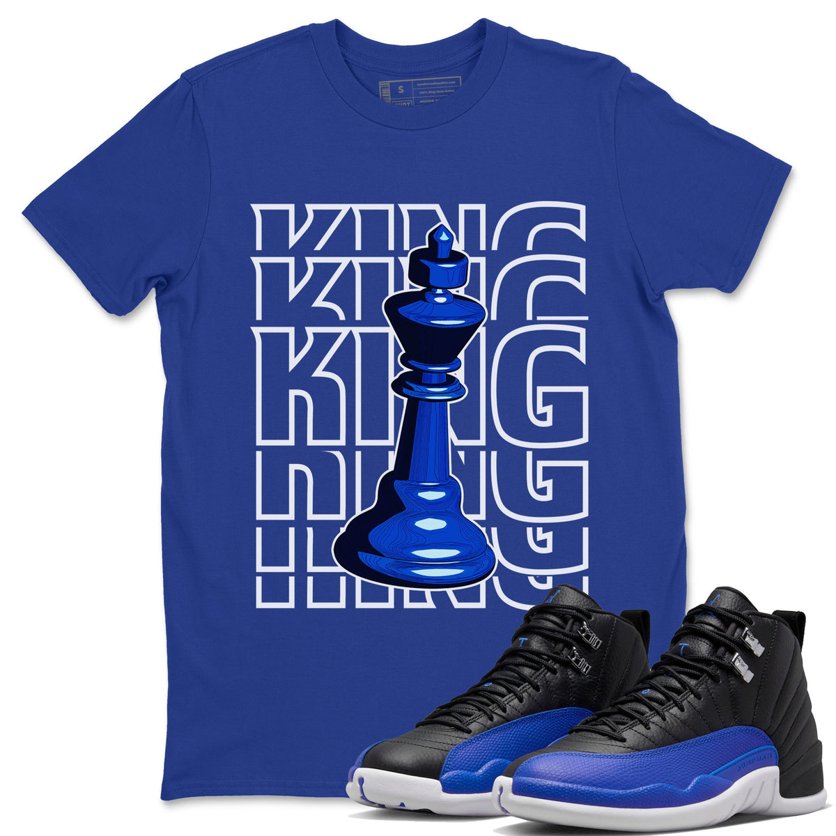 Jordan 12 Hyper Royal Sneaker Matching T-Shirt King Sneaker Tees Jordan 12 Hyper Royal Sneaker Release Tees Crew Neck Tees