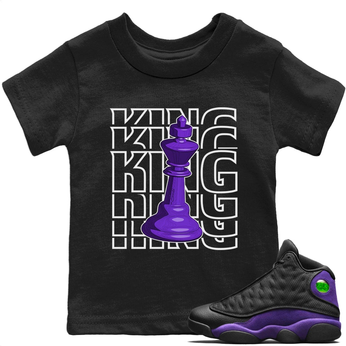 Jordan 13 Court Purple Sneaker Matching T-Shirt King Sneaker Tees Jordan 13 Court Purple Sneaker Release Tees Kids Shirts