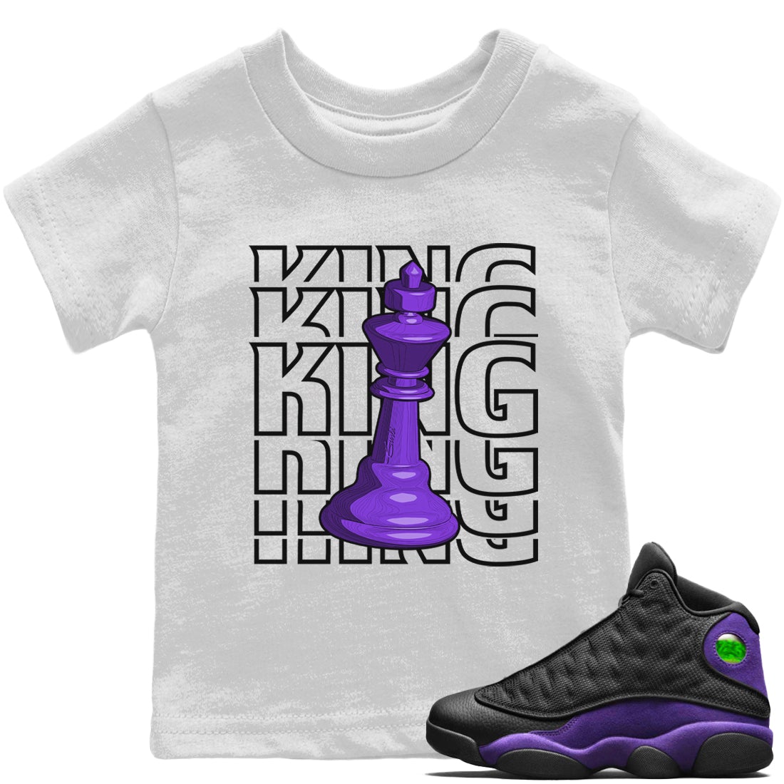 Jordan 13 Court Purple Sneaker Matching T-Shirt King Sneaker Tees Jordan 13 Court Purple Sneaker Release Tees Kids Shirts