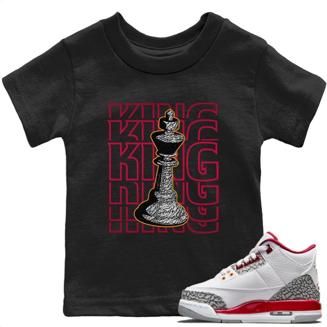 Jordan 3 Cardinal Sneaker Matching T-Shirt King Sneaker Tees Jordan 3 Cardinal Sneaker Release Tees Kids Shirts
