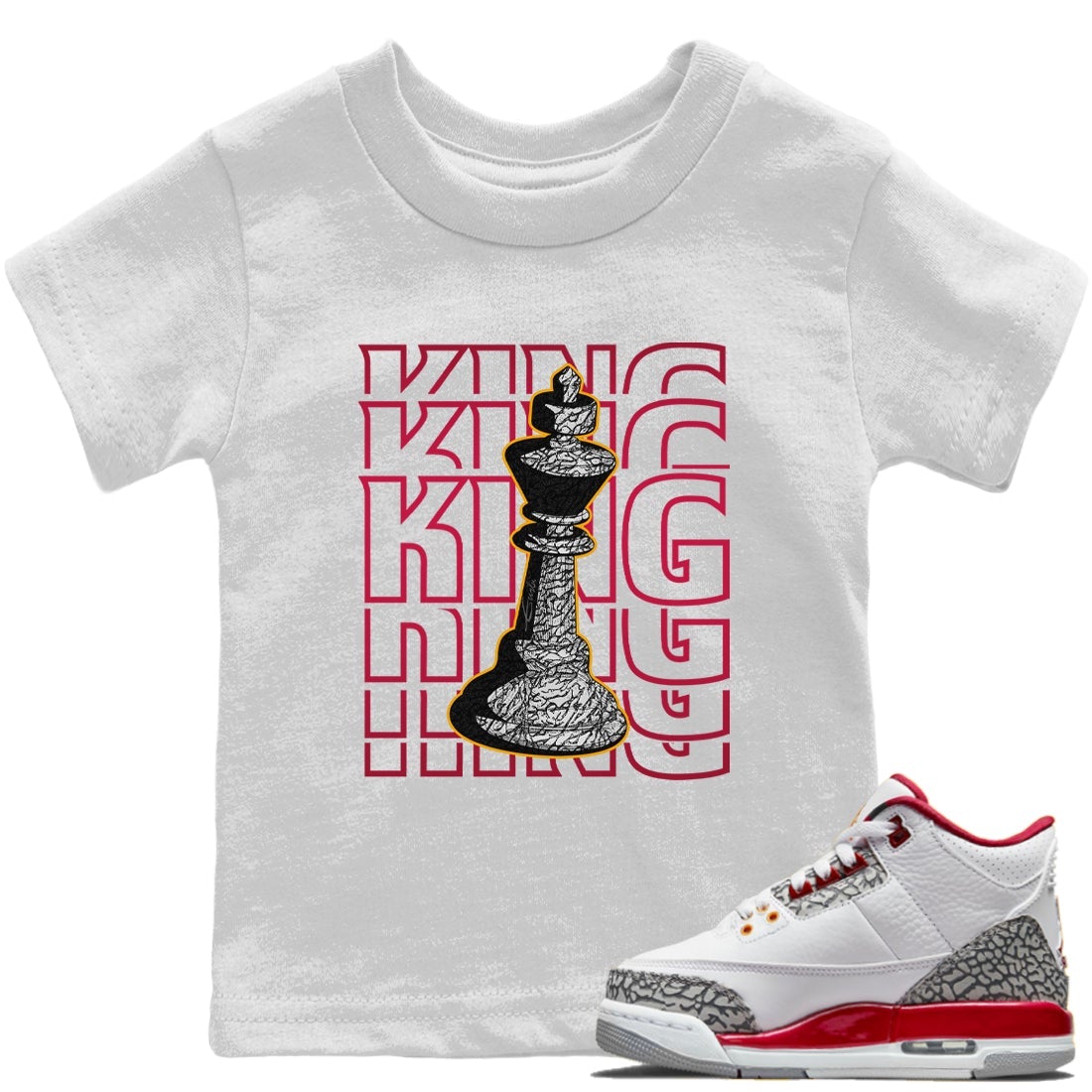 Jordan 3 Cardinal Sneaker Matching T-Shirt King Sneaker Tees Jordan 3 Cardinal Sneaker Release Tees Kids Shirts