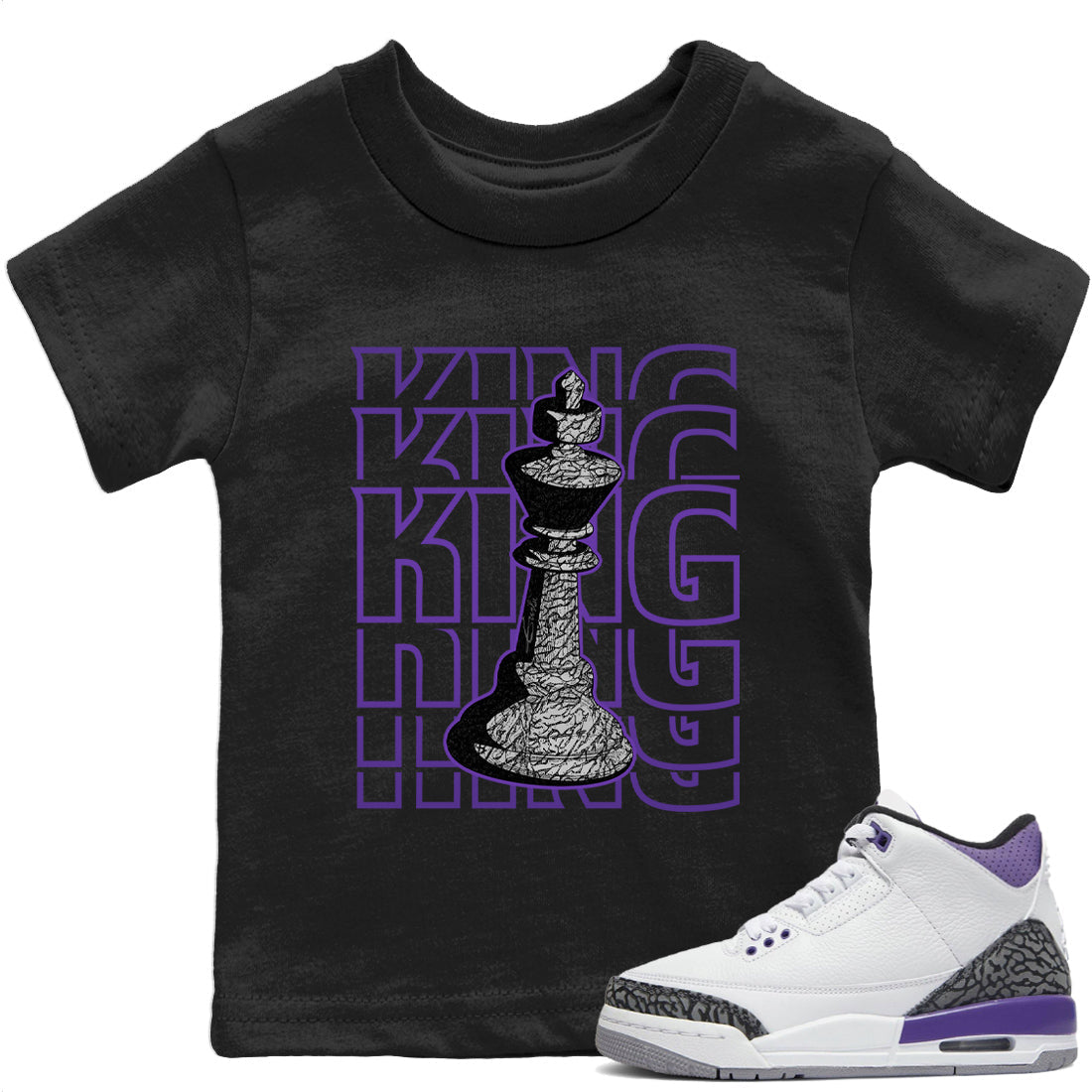 Jordan 3 Dark Iris Sneaker Matching T-Shirt King Sneaker Tees Jordan 3 Dark Iris Sneaker Release Tees Kids Shirts