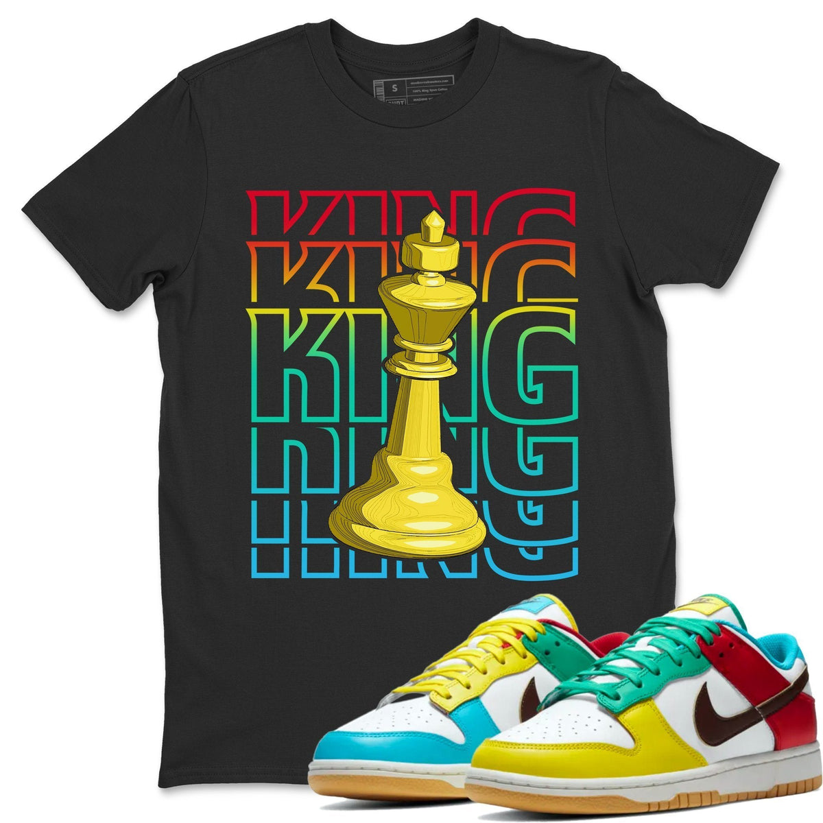 Dunk Free 99 White Sneaker Match Tees King Sneaker Tees Dunk Free 99 White Jordan to match sneaker T-Shirt Crew Neck Shirts