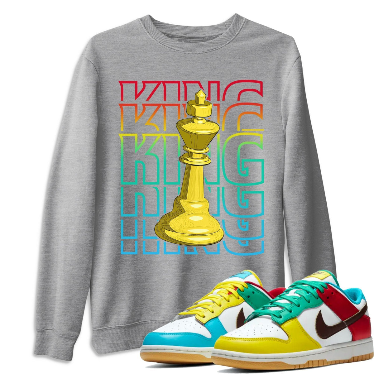 Dunk Free 99 White Sneaker Match Tees King Sneaker Tees Dunk Free 99 White Jordan to match sneaker T-Shirt Crew Neck Shirts