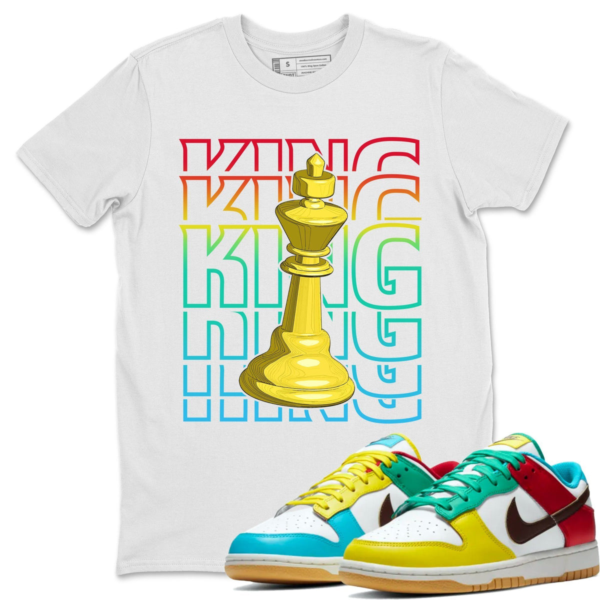 Dunk Free 99 White Sneaker Match Tees King Sneaker Tees Dunk Free 99 White Jordan to match sneaker T-Shirt Crew Neck Shirts