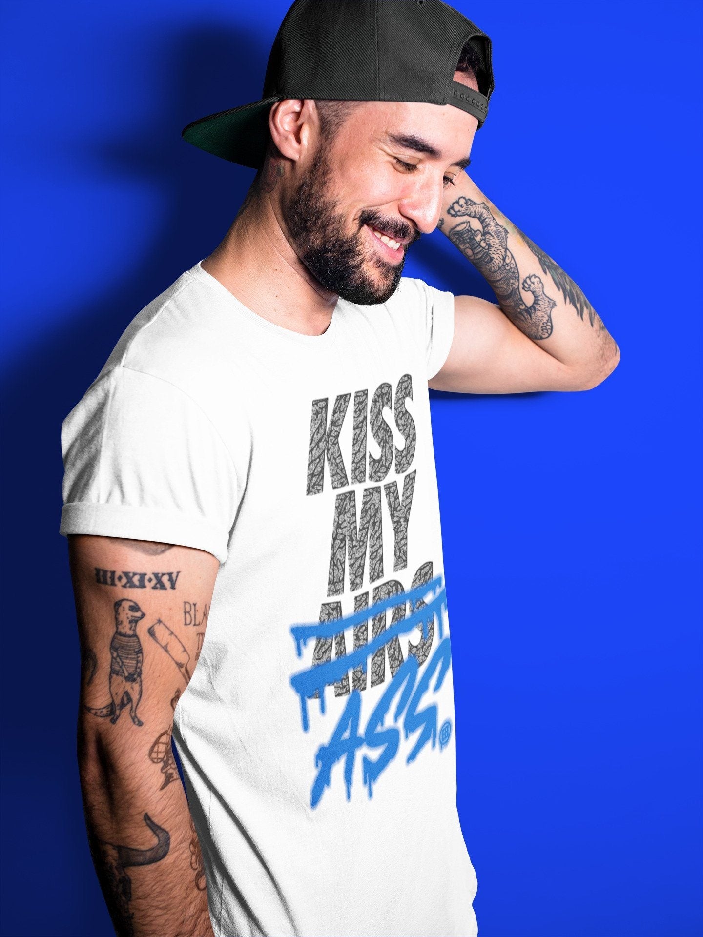 Jordan 3 Racer Blue Shirt To Match Jordans Kiss My Ass Sneaker Tees Jordan 3 Racer Blue Drip Gear Zone Sneaker Matching Clothing Unisex Shirts