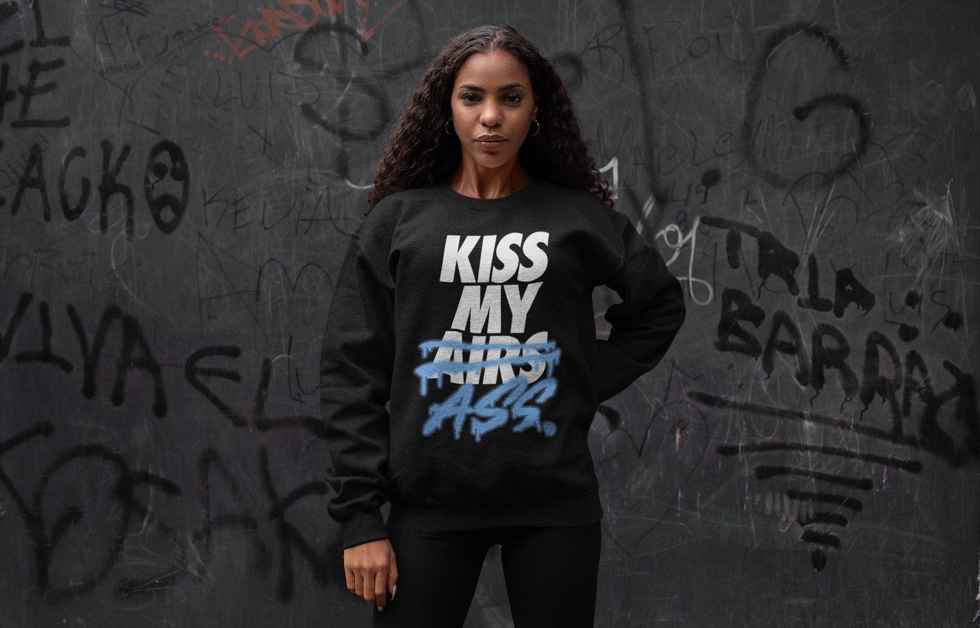 Jordan 1 University Blue Shirt To Match Jordans Kiss My Ass Sneaker Tees Jordan 1 University Blue Drip Gear Zone Sneaker Matching Clothing Unisex Shirts