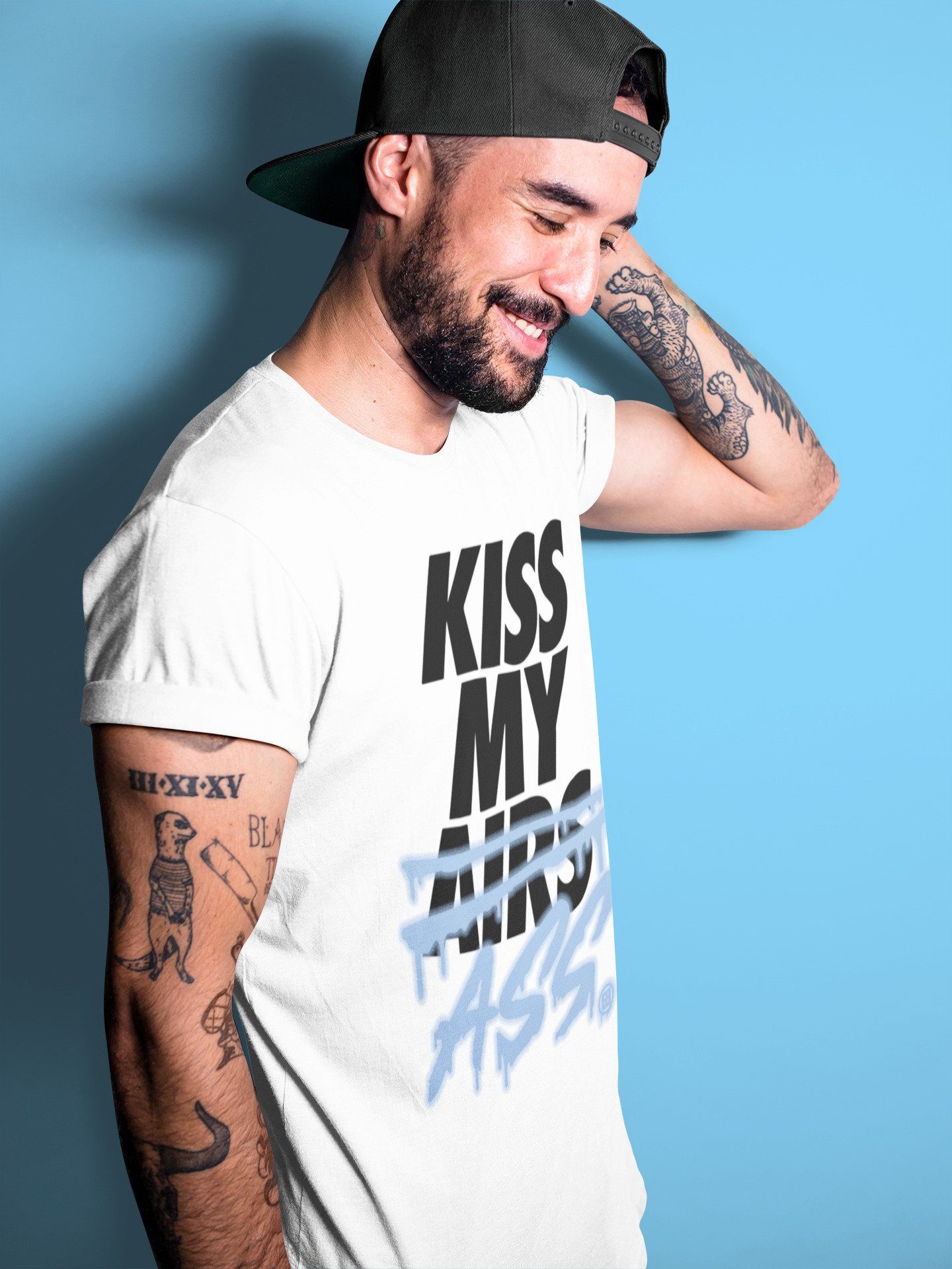 Jordan 1 University Blue Shirt To Match Jordans Kiss My Ass Sneaker Tees Jordan 1 University Blue Drip Gear Zone Sneaker Matching Clothing Unisex Shirts