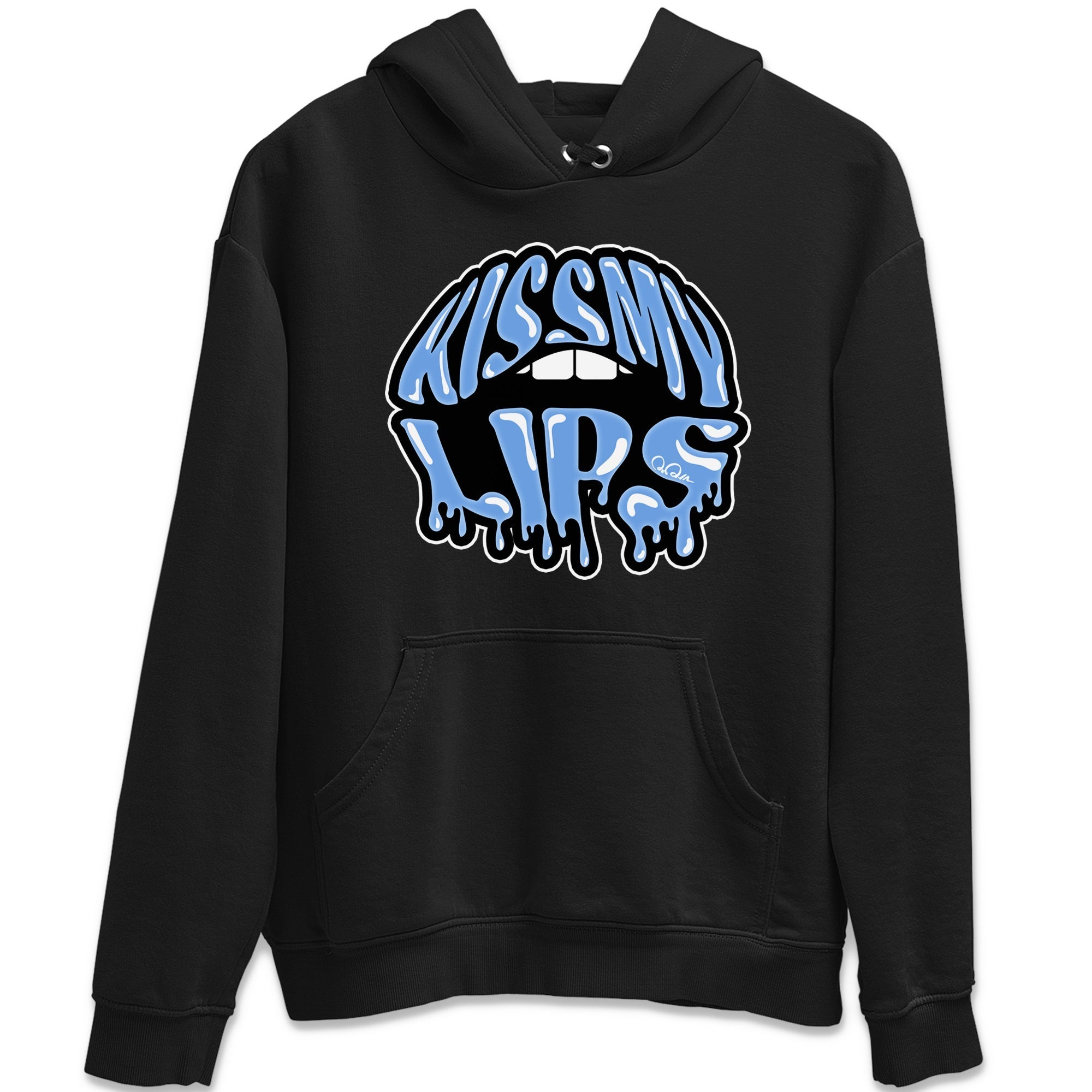 Air Jordan 1 University Blue Sneaker Match Tees Kiss My Lips Sneaker Tees AJ1 High OG University Blue Sneaker Release Tees Unisex Shirts Black 2