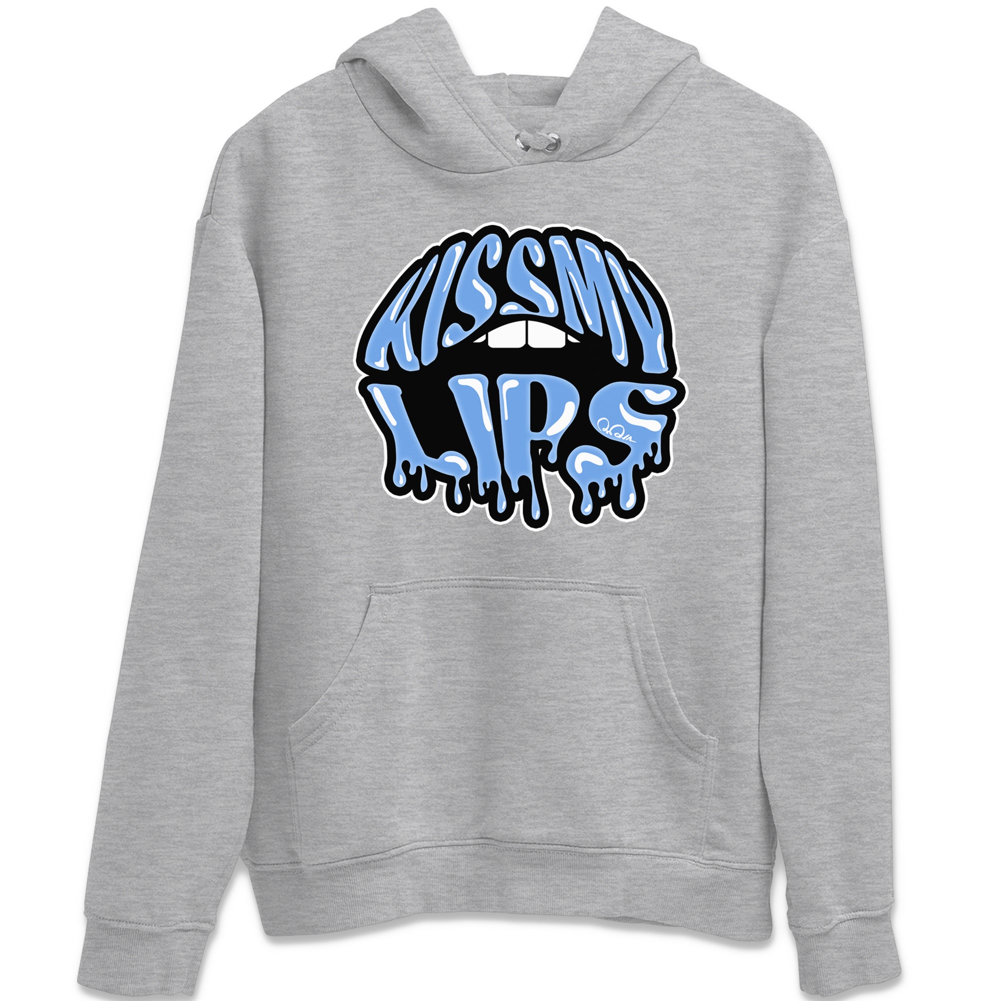 Air Jordan 1 University Blue Sneaker Match Tees Kiss My Lips Sneaker Tees AJ1 High OG University Blue Sneaker Release Tees Unisex Shirts Heather Grey 2