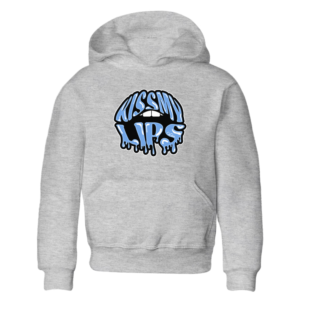 Air Jordan 1 University Blue Sneaker Match Tees Kiss My Lips Sneaker Tees AJ1 High OG University Blue Sneaker Release Tees Kids Shirts Heather Grey 2