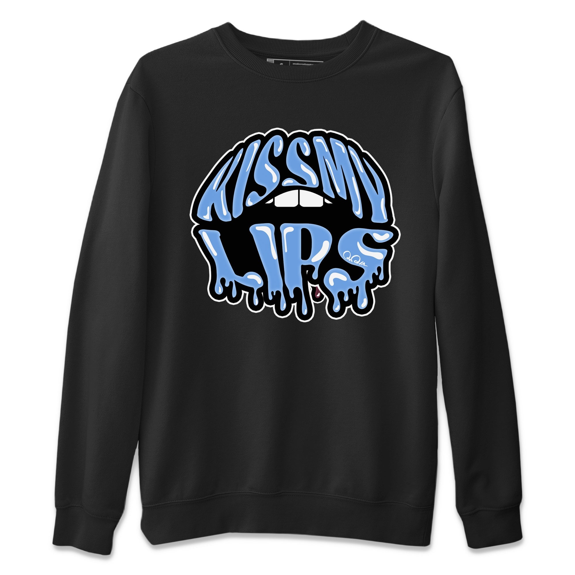 Air Jordan 1 University Blue Sneaker Match Tees Kiss My Lips Sneaker Tees AJ1 High OG University Blue Sneaker Release Tees Unisex Shirts Black 2
