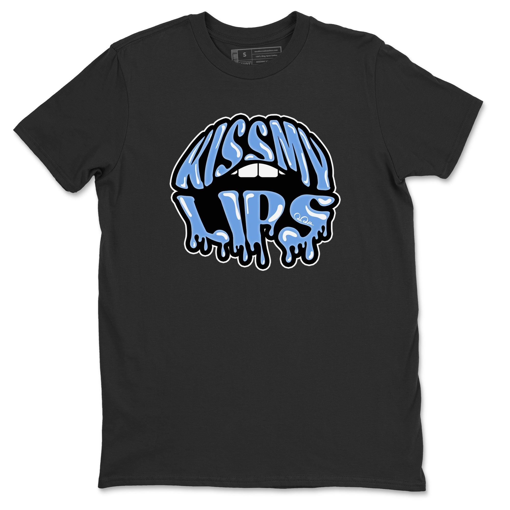 Air Jordan 1 University Blue Sneaker Match Tees Kiss My Lips Sneaker Tees AJ1 High OG University Blue Sneaker Release Tees Unisex Shirts Black 2