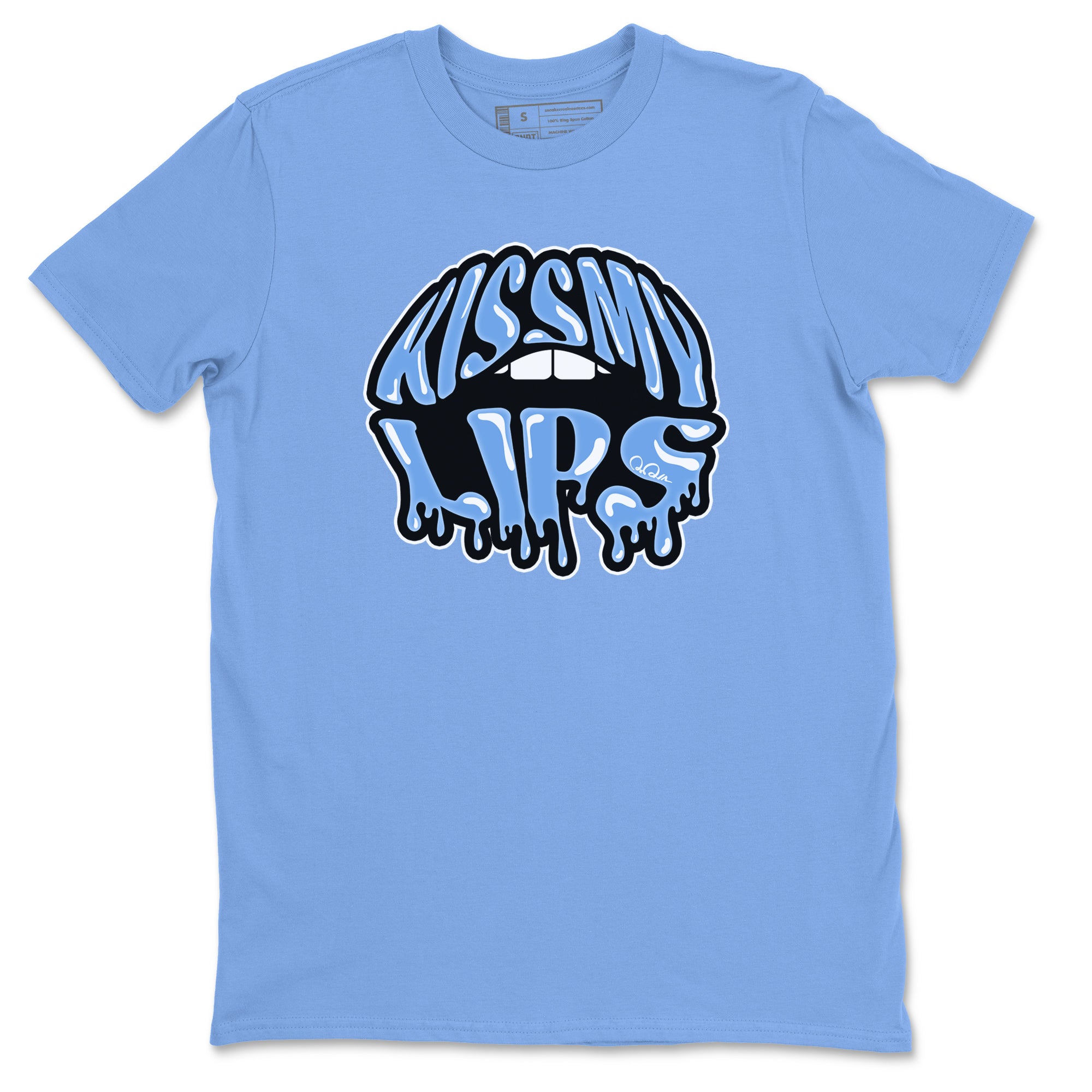 Air Jordan 1 University Blue Sneaker Match Tees Kiss My Lips Sneaker Tees AJ1 High OG University Blue Sneaker Release Tees Unisex Shirts Carolina Blue 2