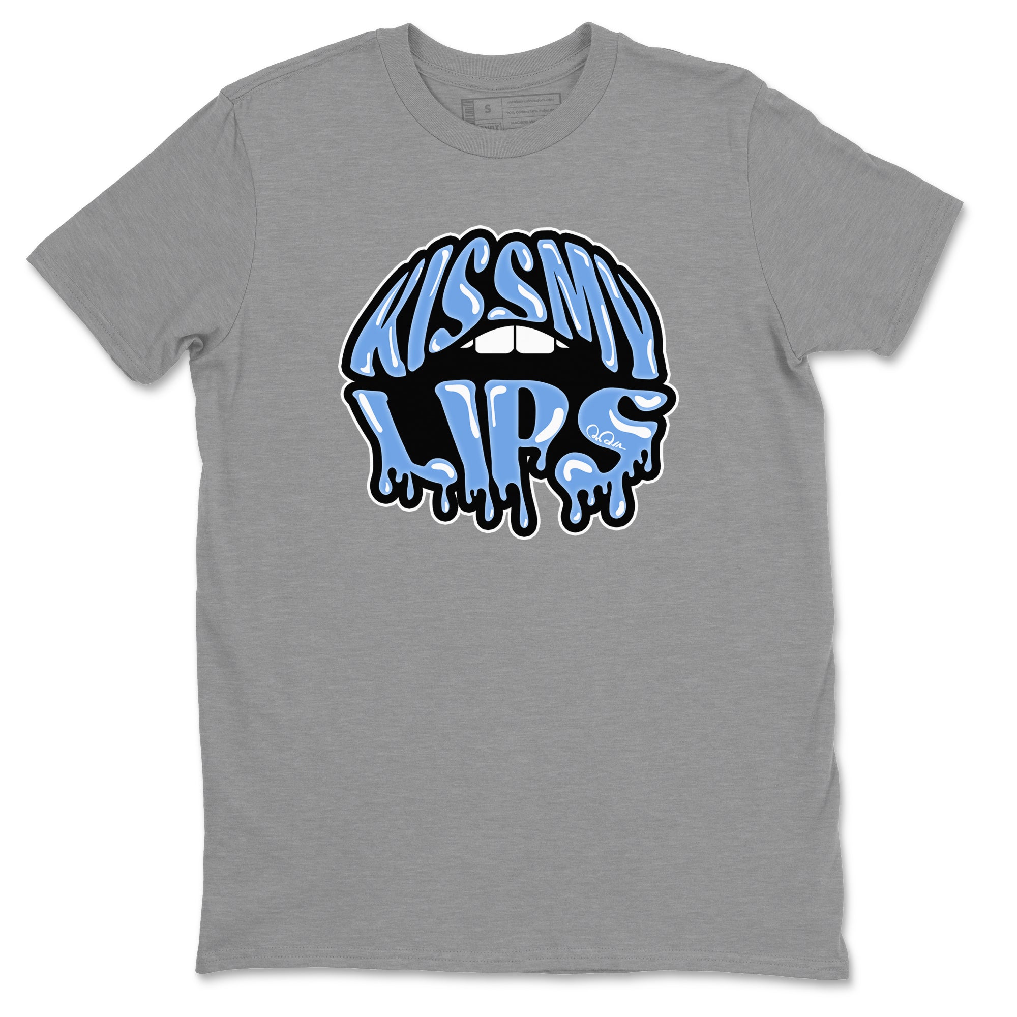 Air Jordan 1 University Blue Sneaker Match Tees Kiss My Lips Sneaker Tees AJ1 High OG University Blue Sneaker Release Tees Unisex Shirts Heather Grey 2