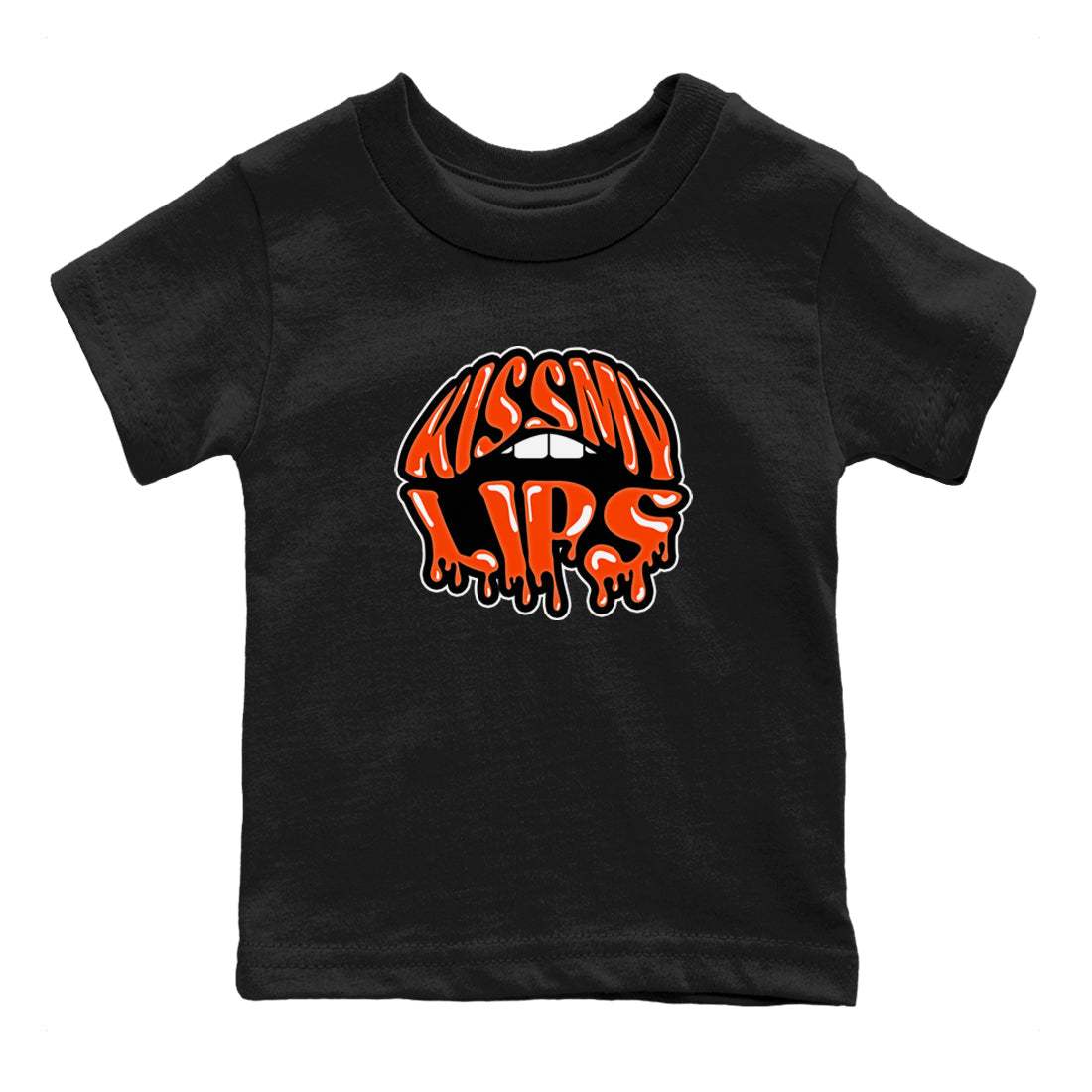 Air Jordan 12 Brilliant Orange Sneaker Match Tees Kiss My Lips Sneaker Tees AJ12 Brilliant Orange Sneaker Release Tees Kids Shirts Black 2