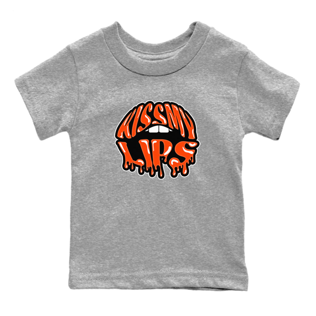 Air Jordan 12 Brilliant Orange Sneaker Match Tees Kiss My Lips Sneaker Tees AJ12 Brilliant Orange Sneaker Release Tees Kids Shirts Heather Grey 2