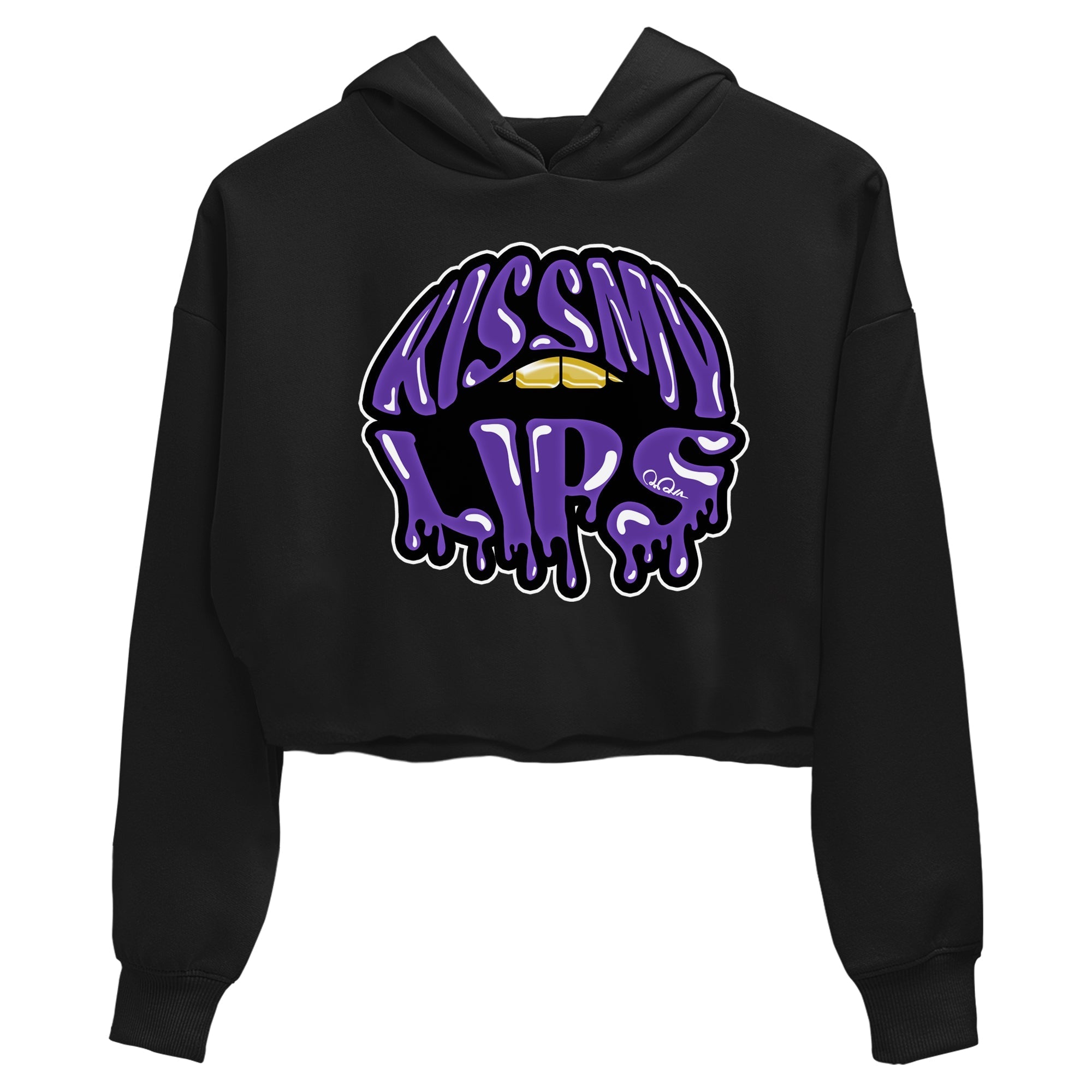 Air Jordan 12 Field Purple Sneaker Match Tees Kiss My Lips Sneaker Tees AJ12 Field Purple Sneaker Release Tees Women's Shirts Black 2