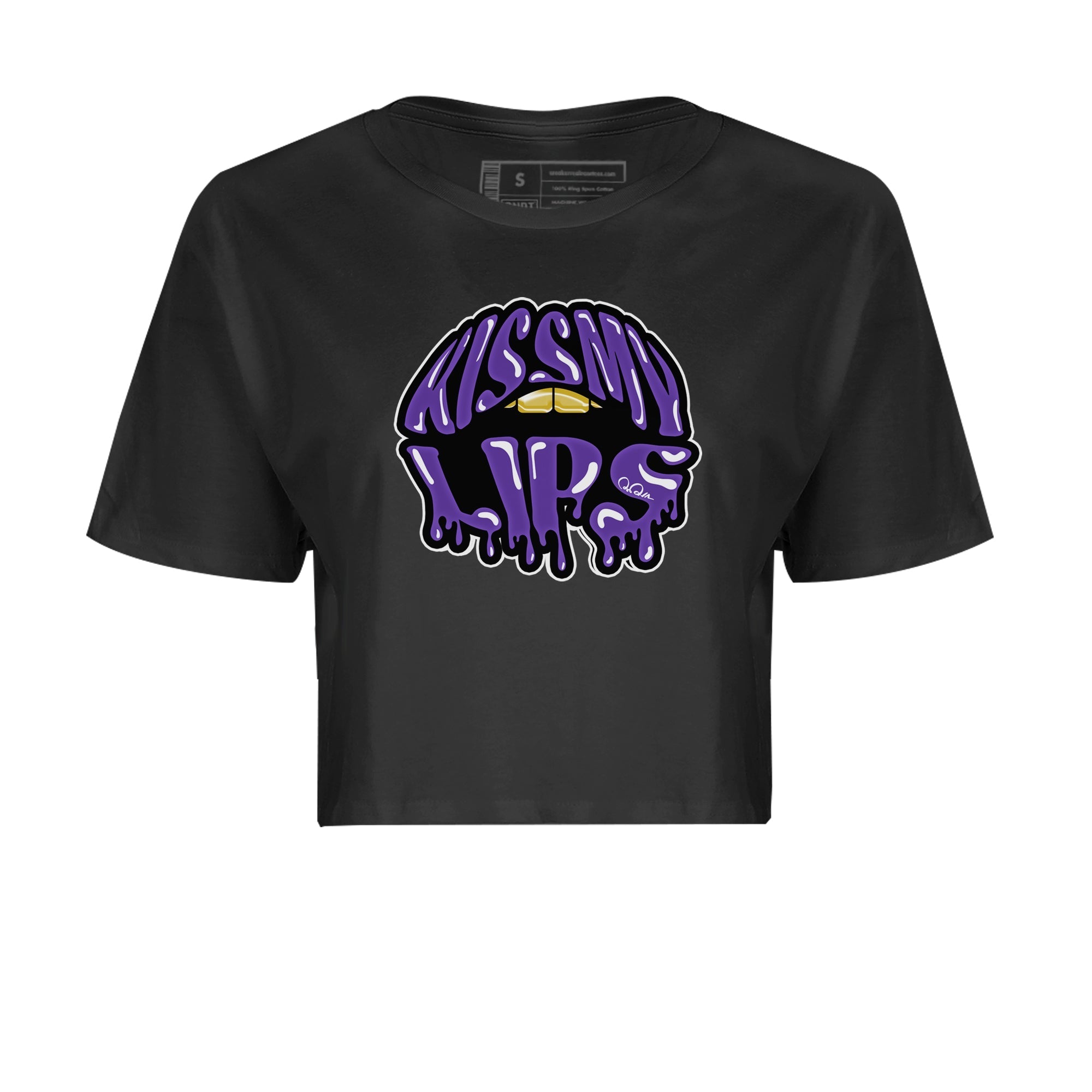 Air Jordan 12 Field Purple Sneaker Match Tees Kiss My Lips Sneaker Tees AJ12 Field Purple Sneaker Release Tees Women's Shirts Black 2