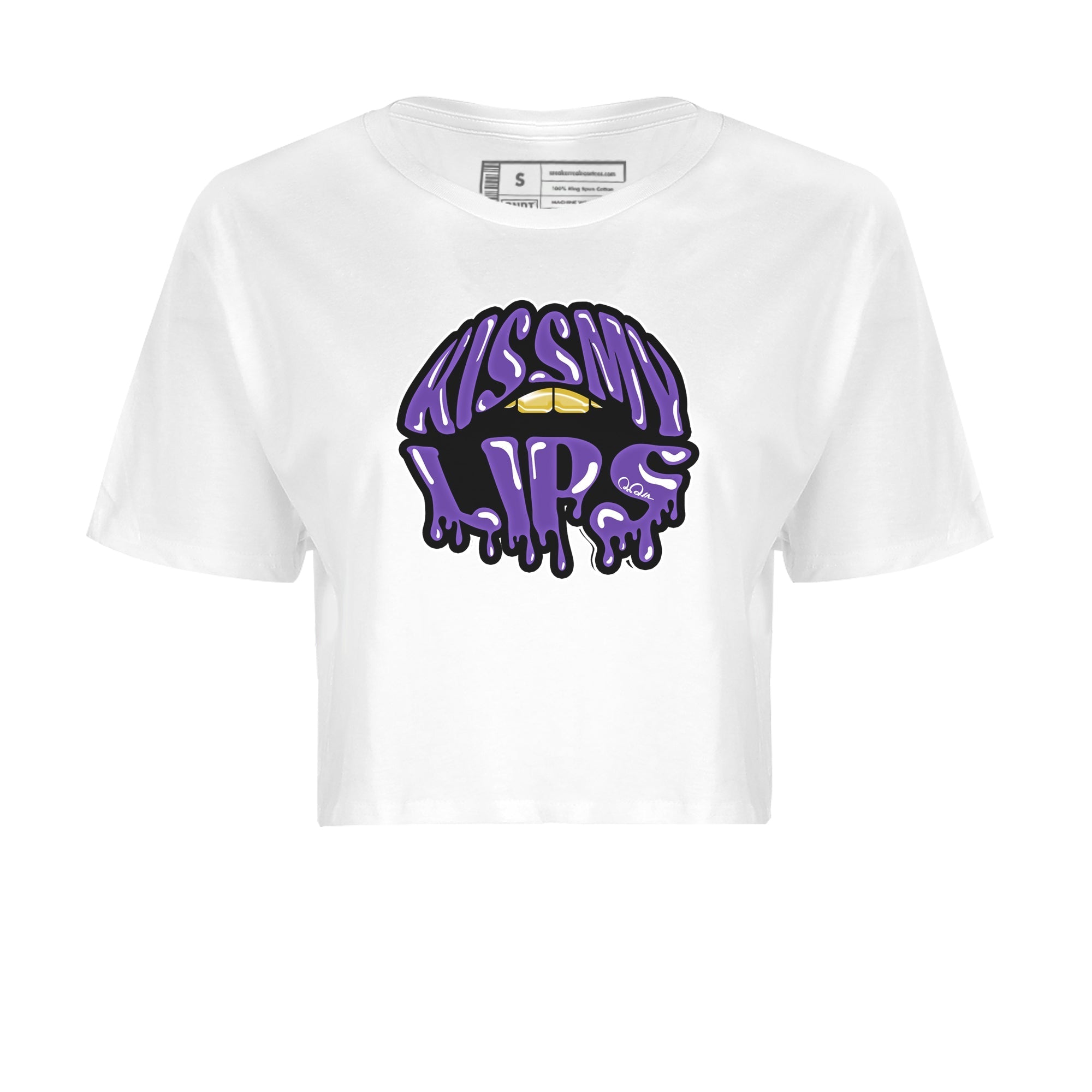Air Jordan 12 Field Purple Sneaker Match Tees Kiss My Lips Sneaker Tees AJ12 Field Purple Sneaker Release Tees Women's Shirts White 2