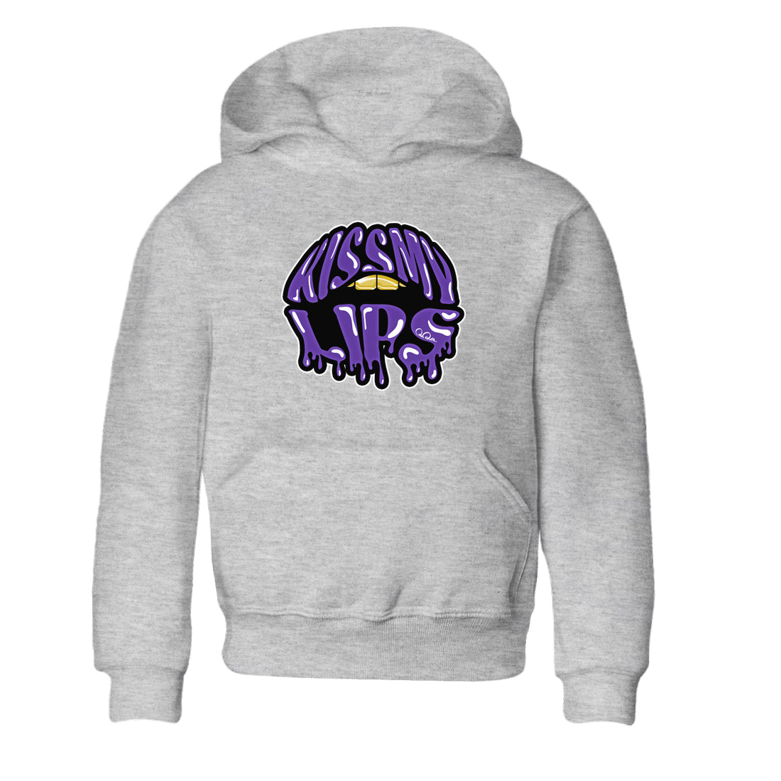 Air Jordan 12 Field Purple Sneaker Match Tees Kiss My Lips Sneaker Tees AJ12 Field Purple Sneaker Release Tees Kids Shirts Heather Grey 2