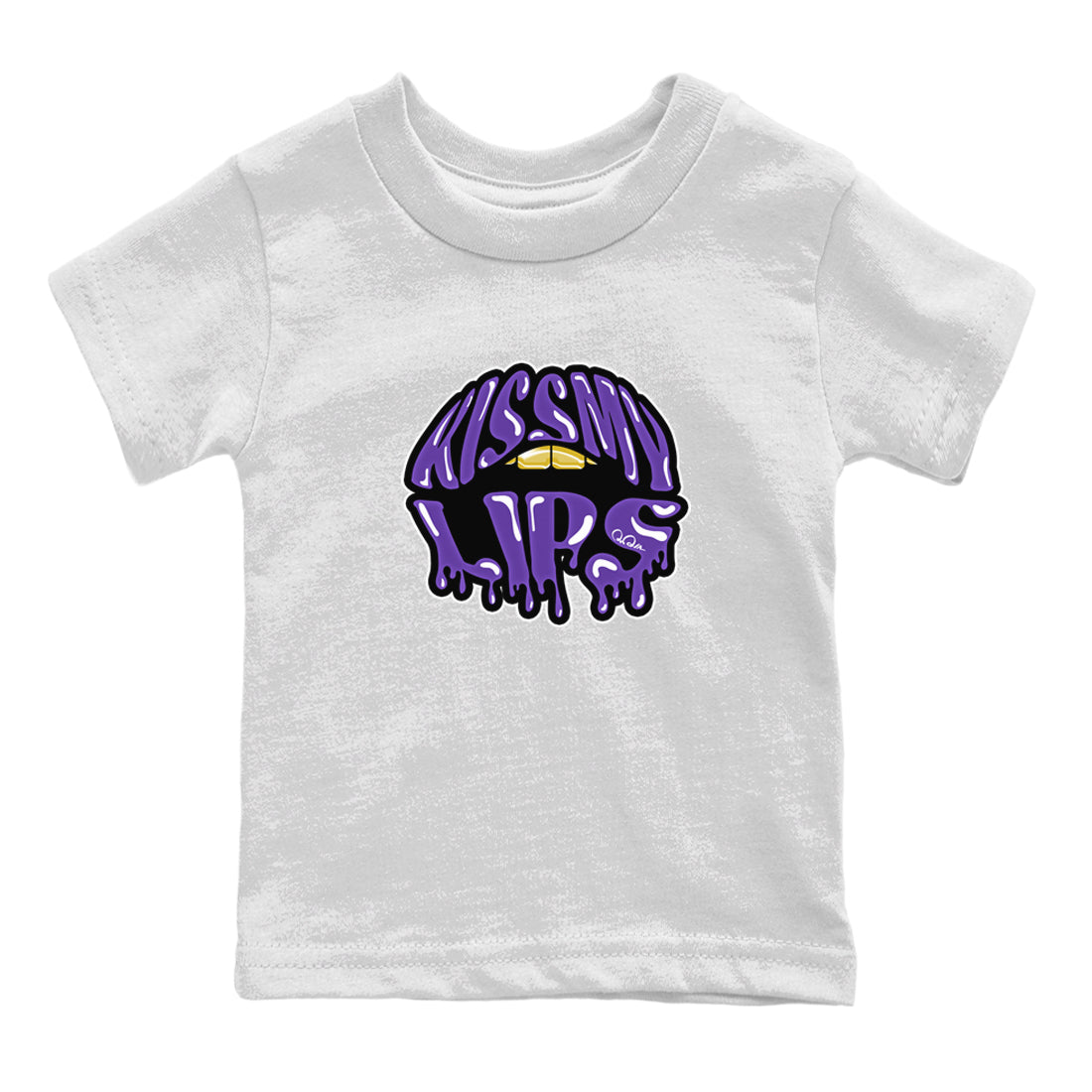 Air Jordan 12 Field Purple Sneaker Match Tees Kiss My Lips Sneaker Tees AJ12 Field Purple Sneaker Release Tees Kids Shirts White 2