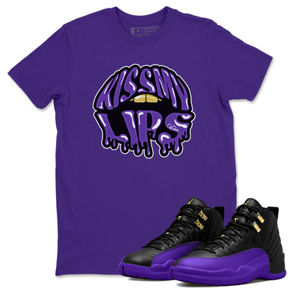 Air Jordan 12 Field Purple Sneaker Match Tees Kiss My Lips Sneaker Tees AJ12 Field Purple Sneaker Release Tees Unisex Shirts Purple 1