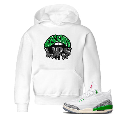 Air Jordan 3 Lucky Green Sneaker Match Tees Kiss My Lips Sneaker Tees AJ3 Lucky Green Sneaker Release Tees Kids Shirts White 1