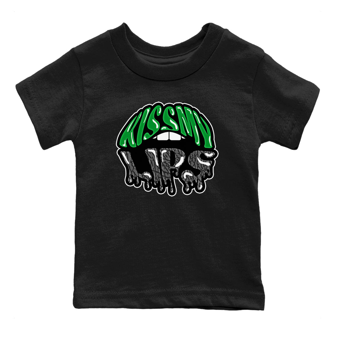 Air Jordan 3 Lucky Green Sneaker Match Tees Kiss My Lips Sneaker Tees AJ3 Lucky Green Sneaker Release Tees Kids Shirts Black 2